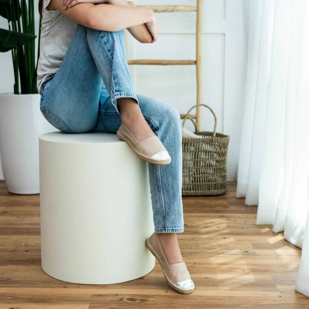 Classic Espadrille In Sandy Champagne - Shoeq