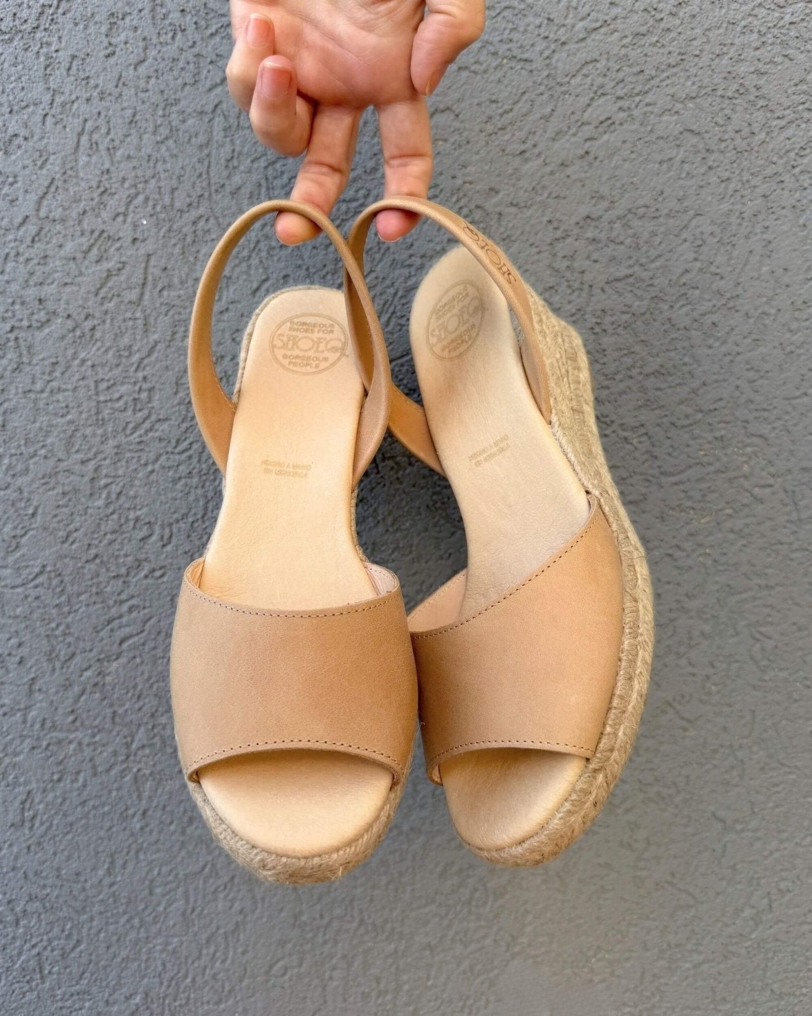 Menorca handmade wedge espadrilles caramel color summer year round
