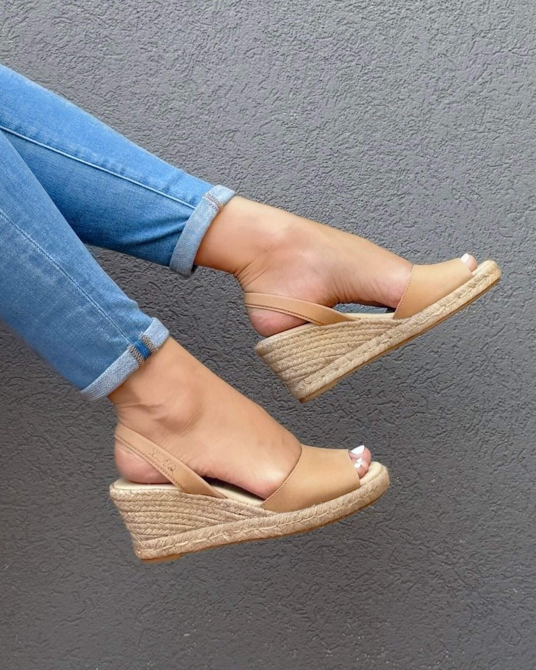 Classic Espadrille Wedge in Caramel tan handcrafted Spain
