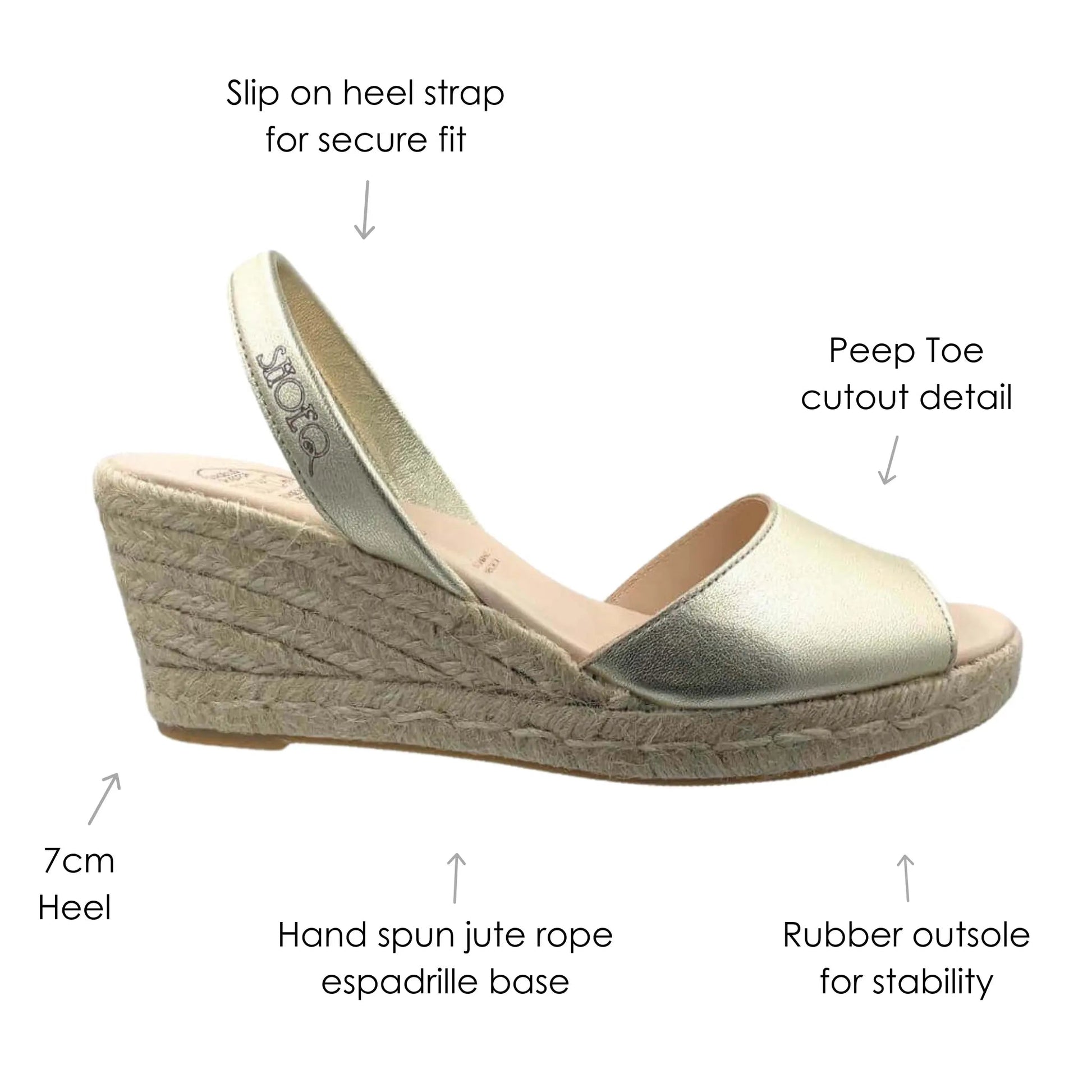 Classic Espadrille Wedge in Champagne - Shoeq