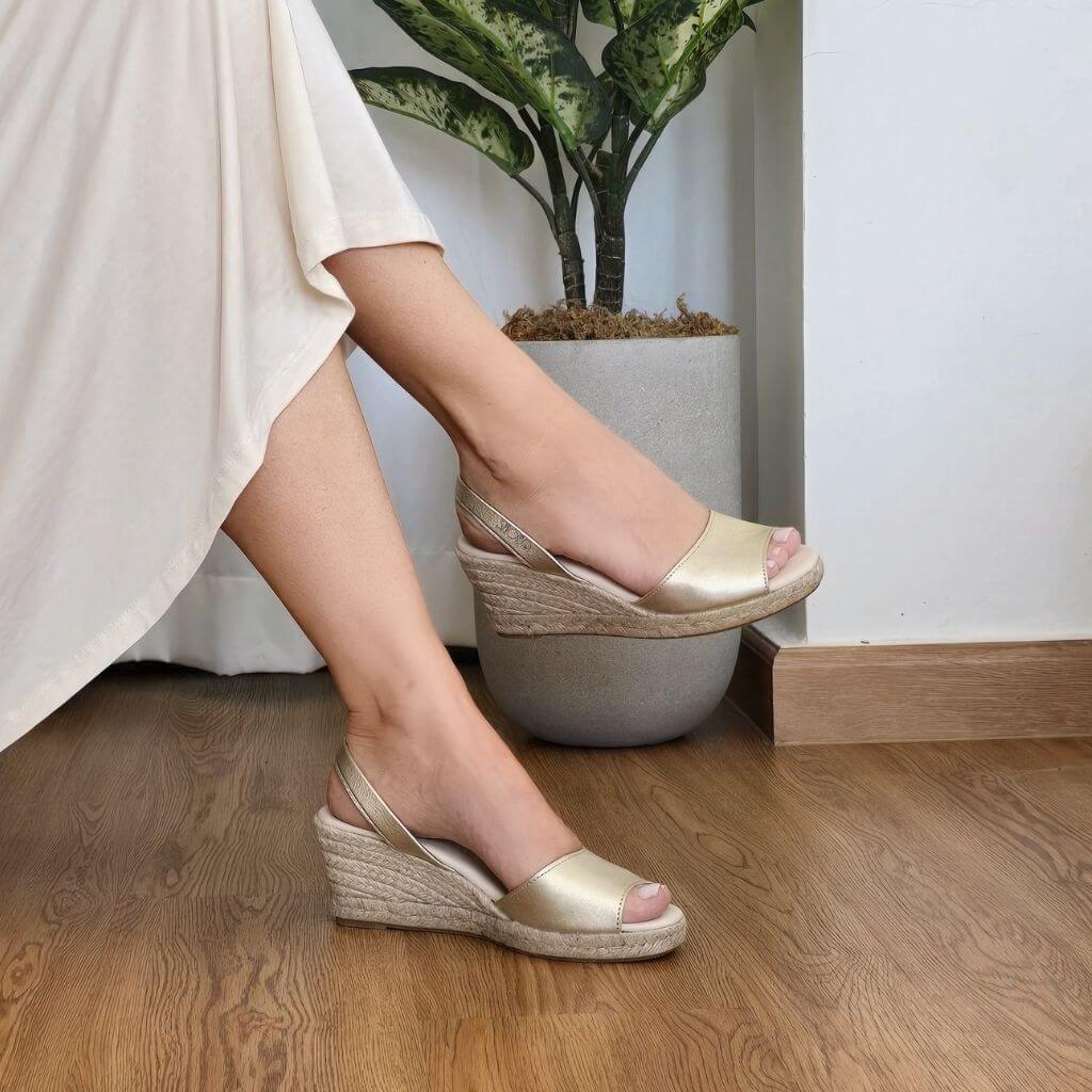 Classic Espadrille Wedge in Champagne - Shoeq