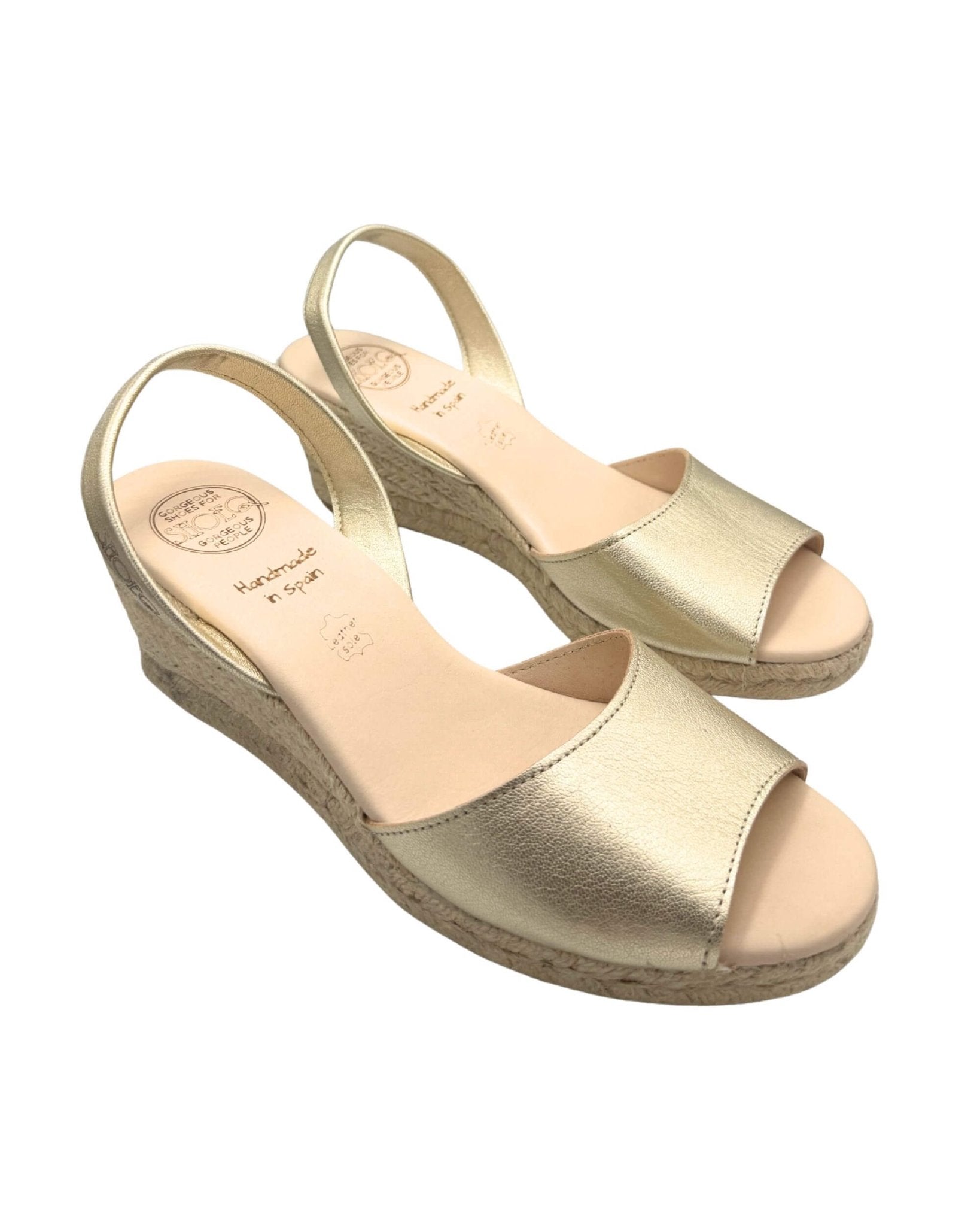 Spanish leather espadrille wedges 7cm jute heel summer
