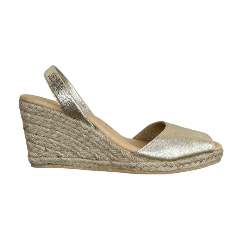 Shoeq Classic Espadrille Wedge in Champagne Metallic