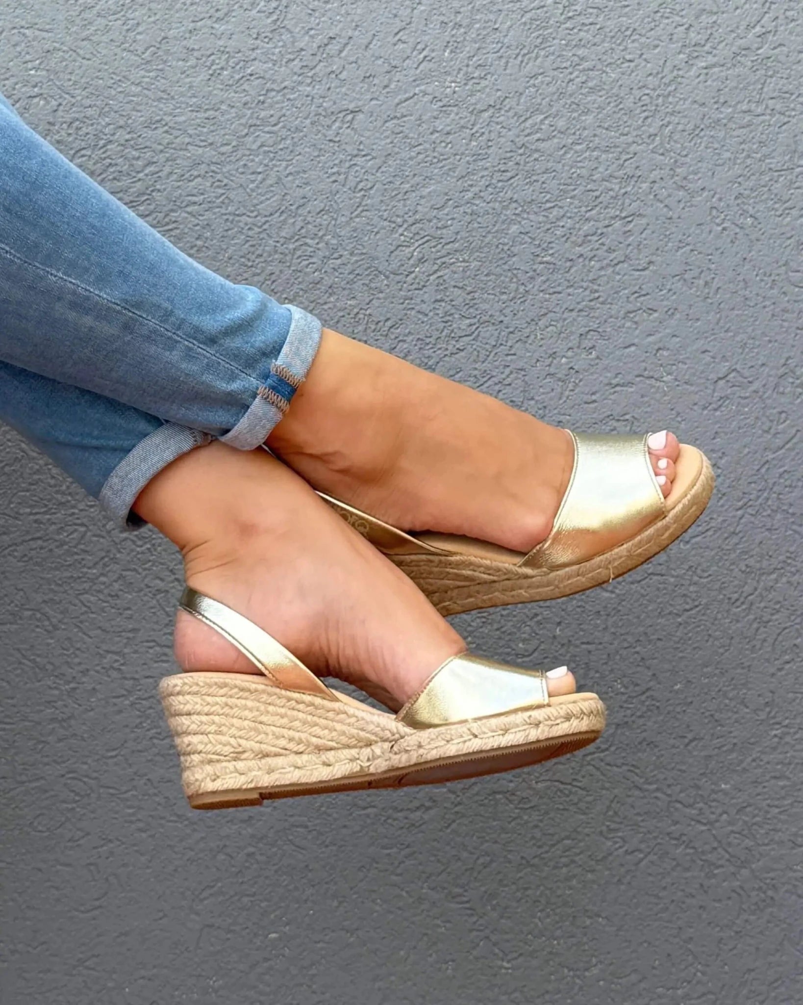 Classic Espadrille Wedge in Gold (Vegan) - Shoeq