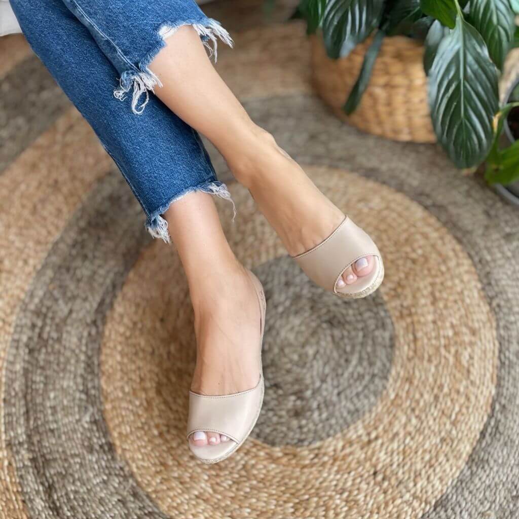 Classic Espadrille Wedge in Latte - Shoeq