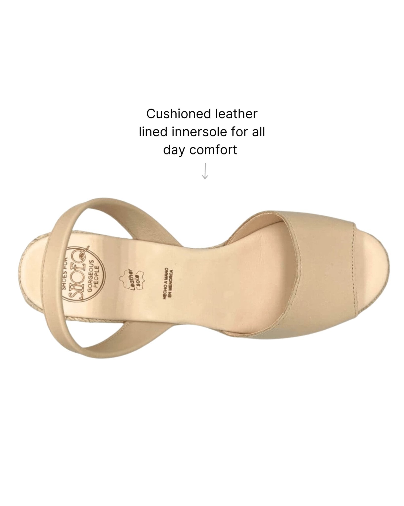 Classic wedge espadrilles slingback strap beige top view detail
