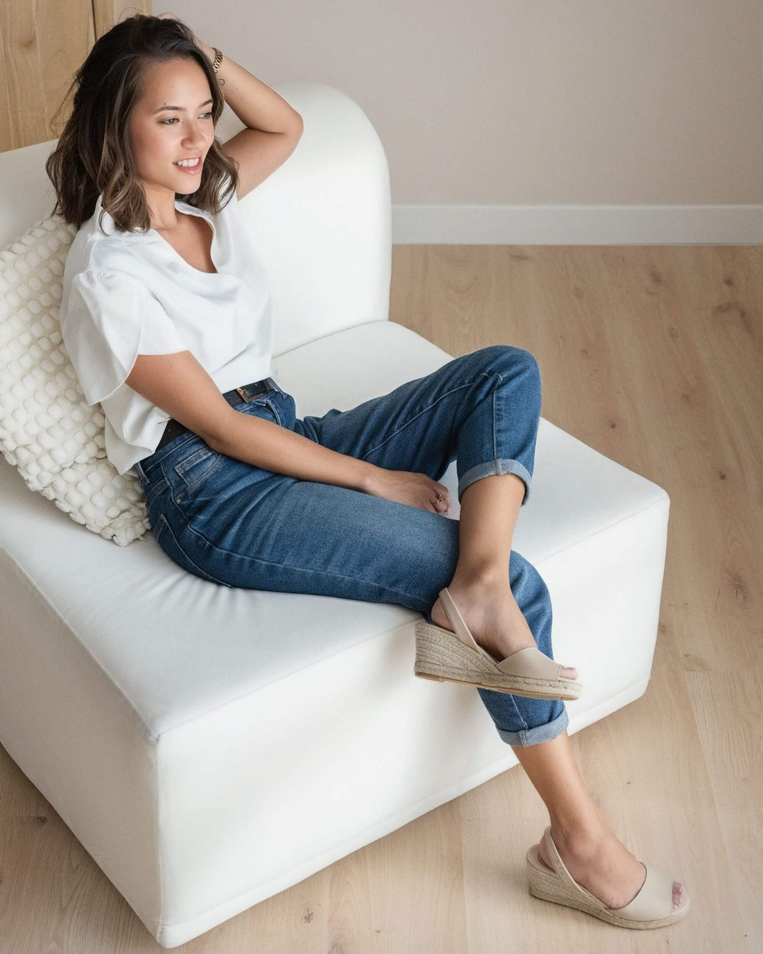 Classic Espadrille Wedge in Latte beige handcrafted Spain
