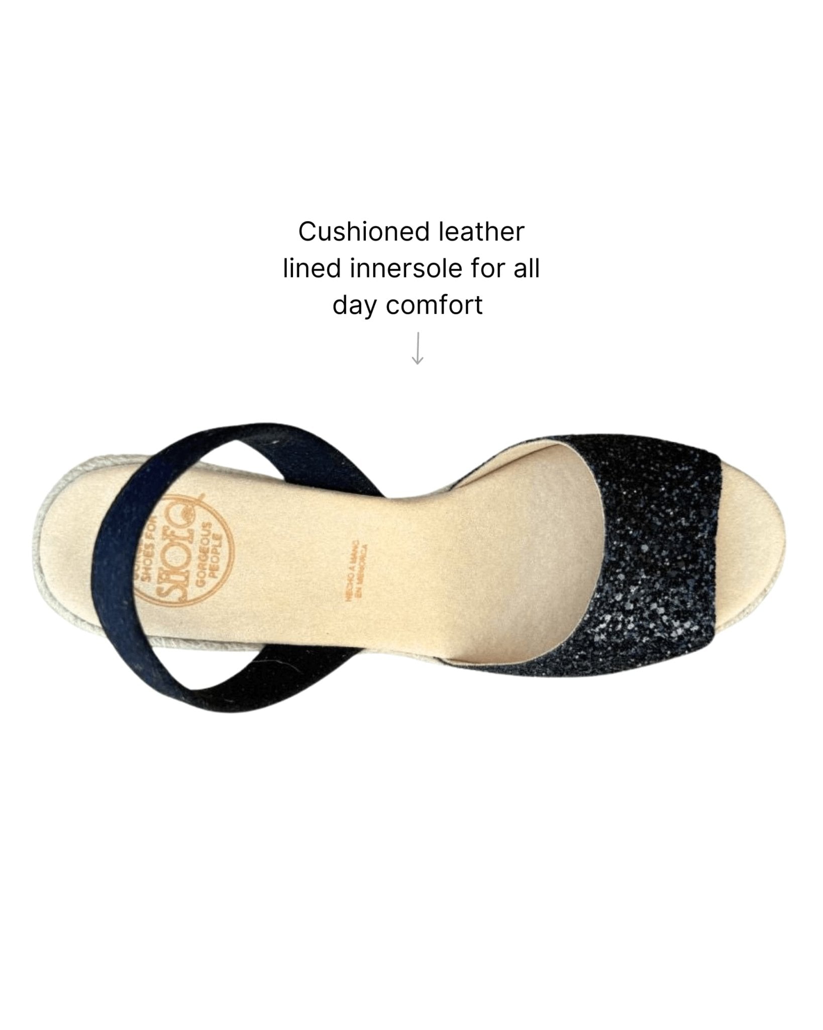 Comfortable midnight black vegan wedges for evening Dubai style
