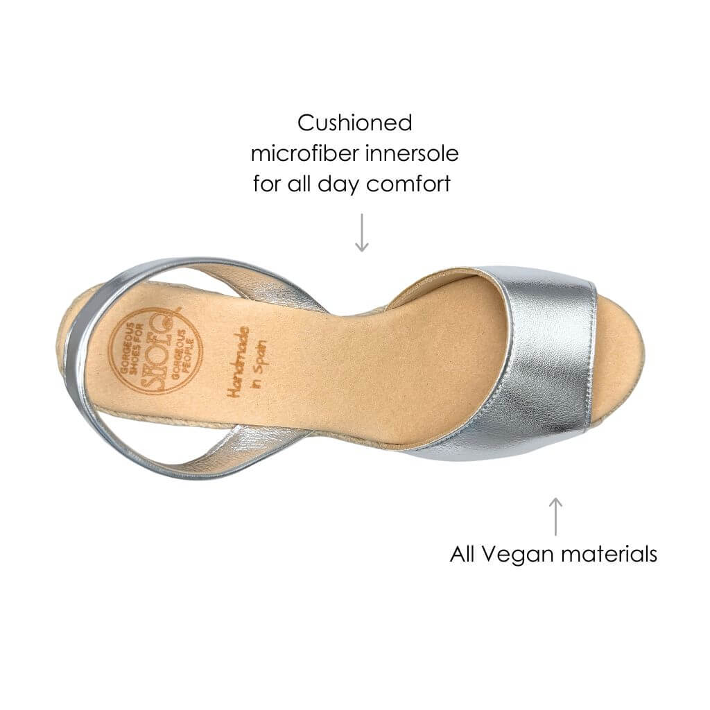 Classic Espadrille Wedge in Platinum (Vegan) - Shoeq