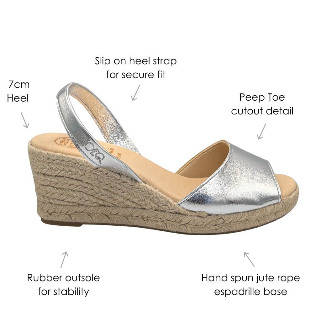 Classic Espadrille Wedge in Platinum (Vegan) - Shoeq
