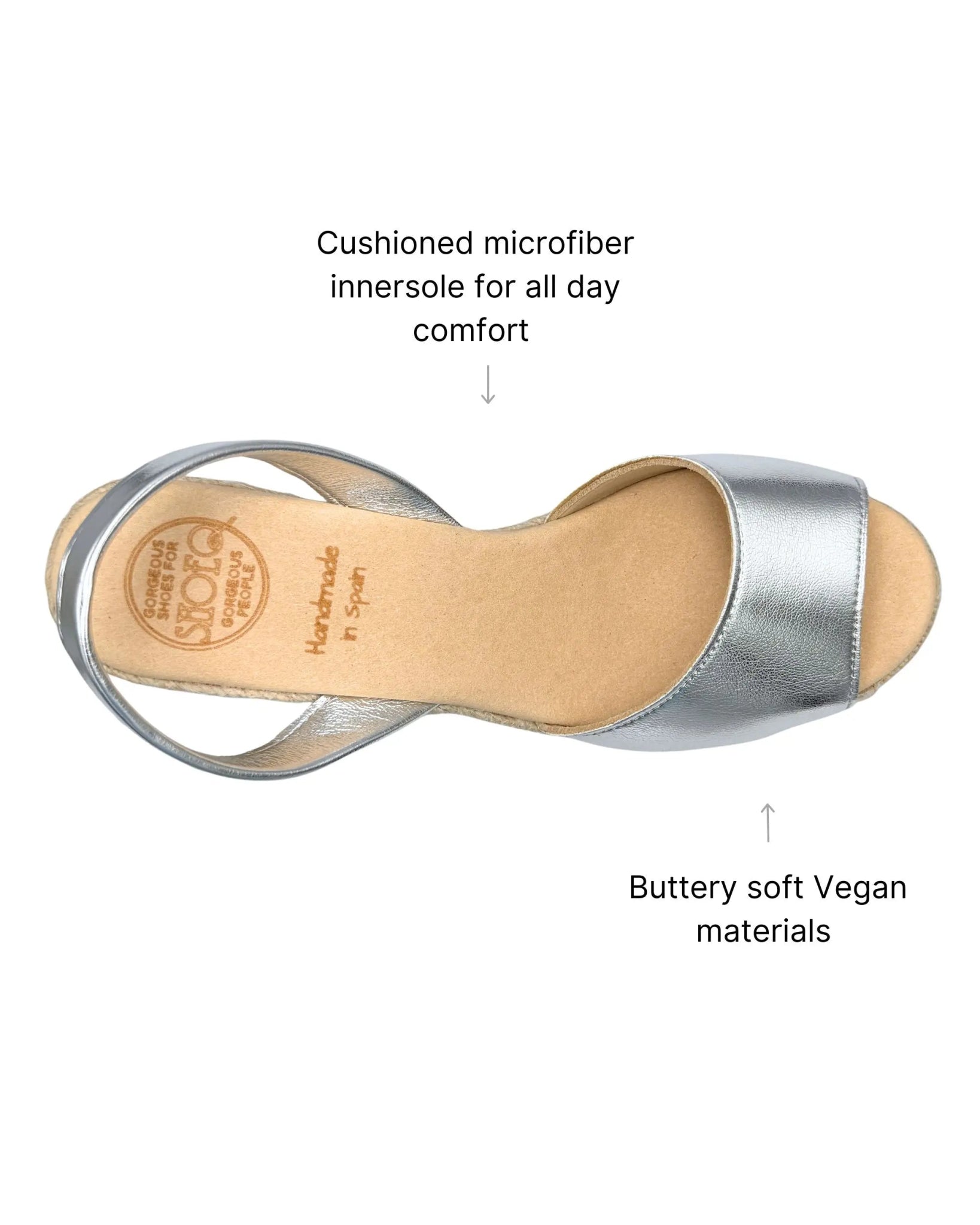 Classic Espadrille Wedge in Platinum (Vegan) - Shoeq