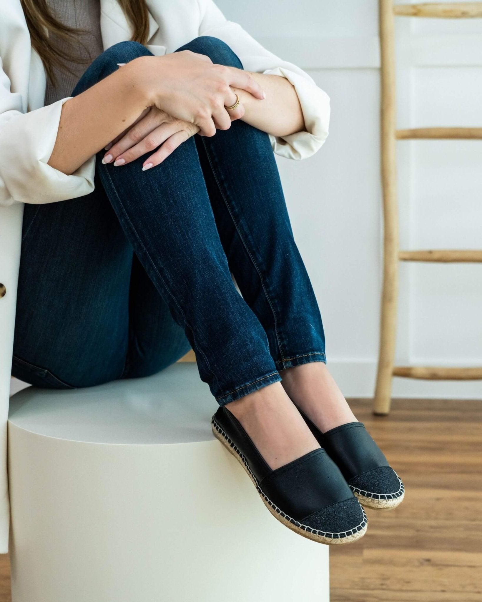 Comfortable sparkle flats Midnight Glitter espadrille
