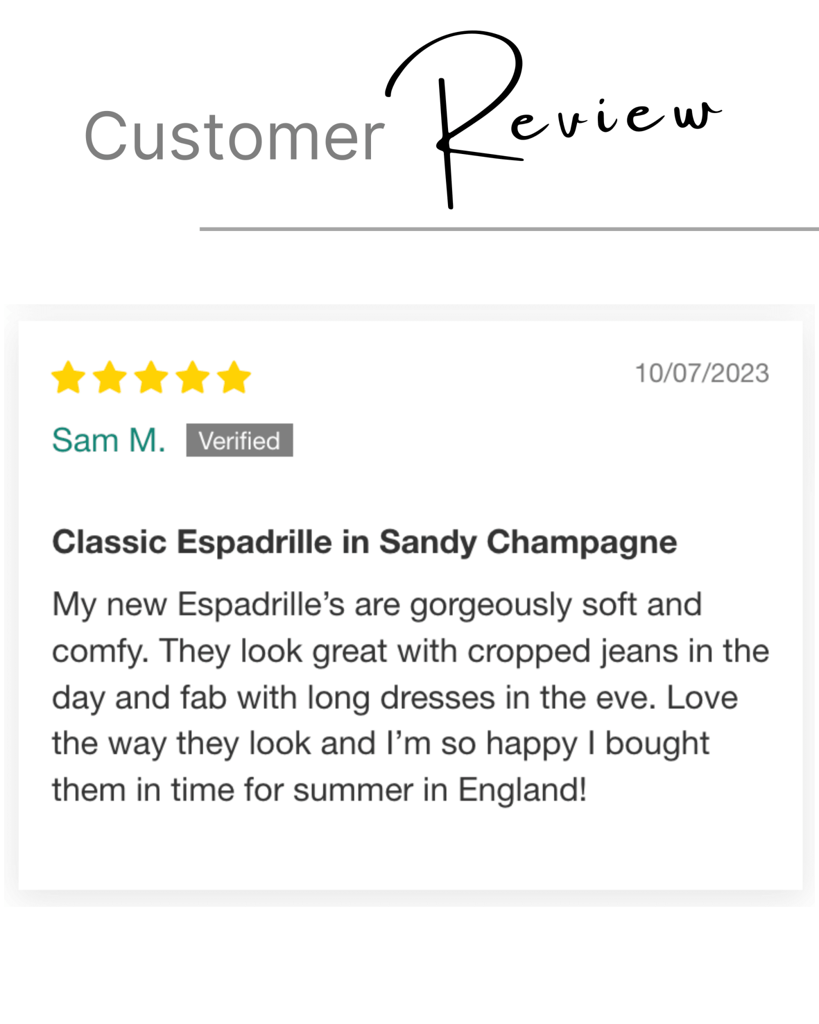 Classic Espadrille Sandy Champagne customer review
