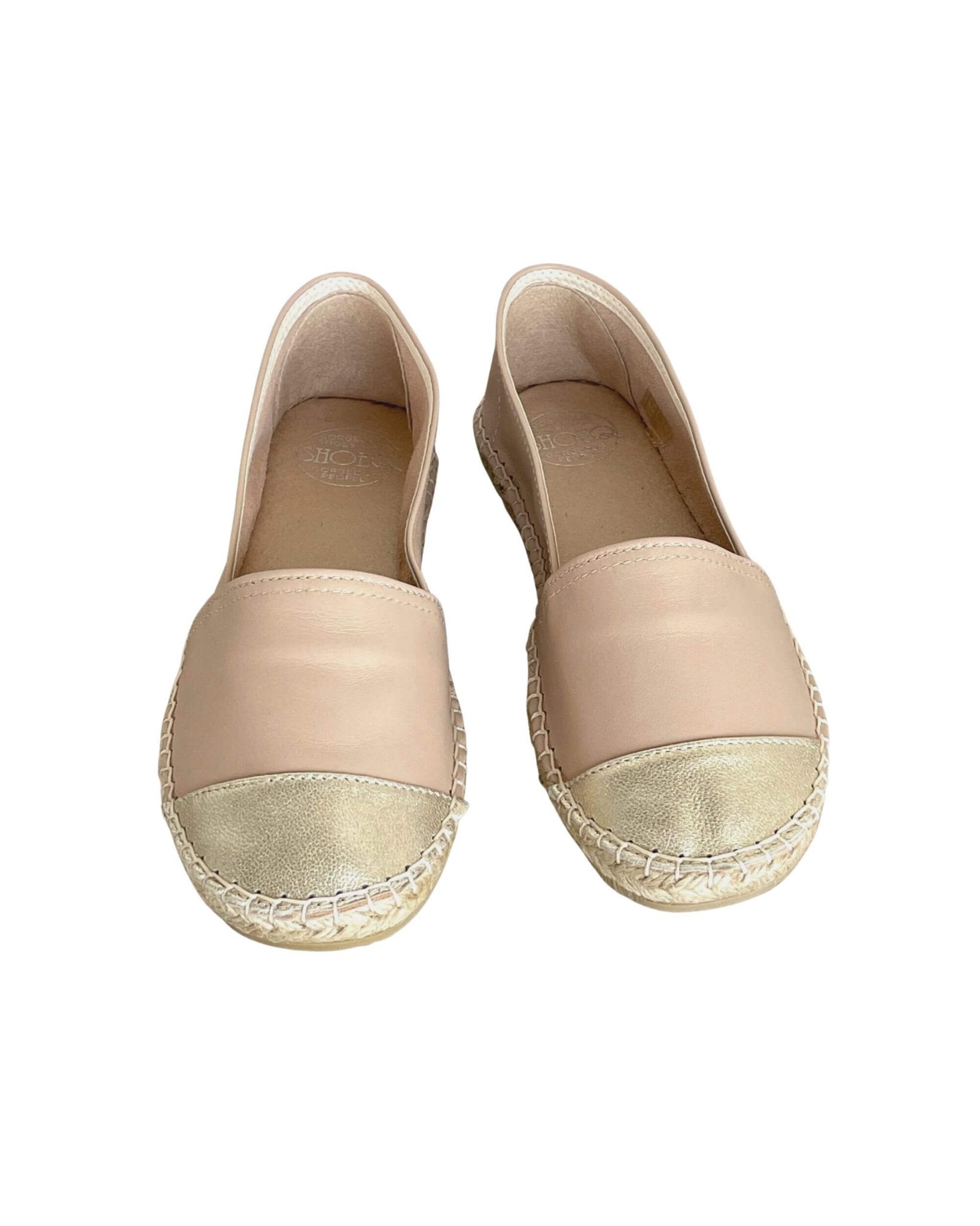 Flat espadrille shoes Sandy Champagne cushioned innersole detail
