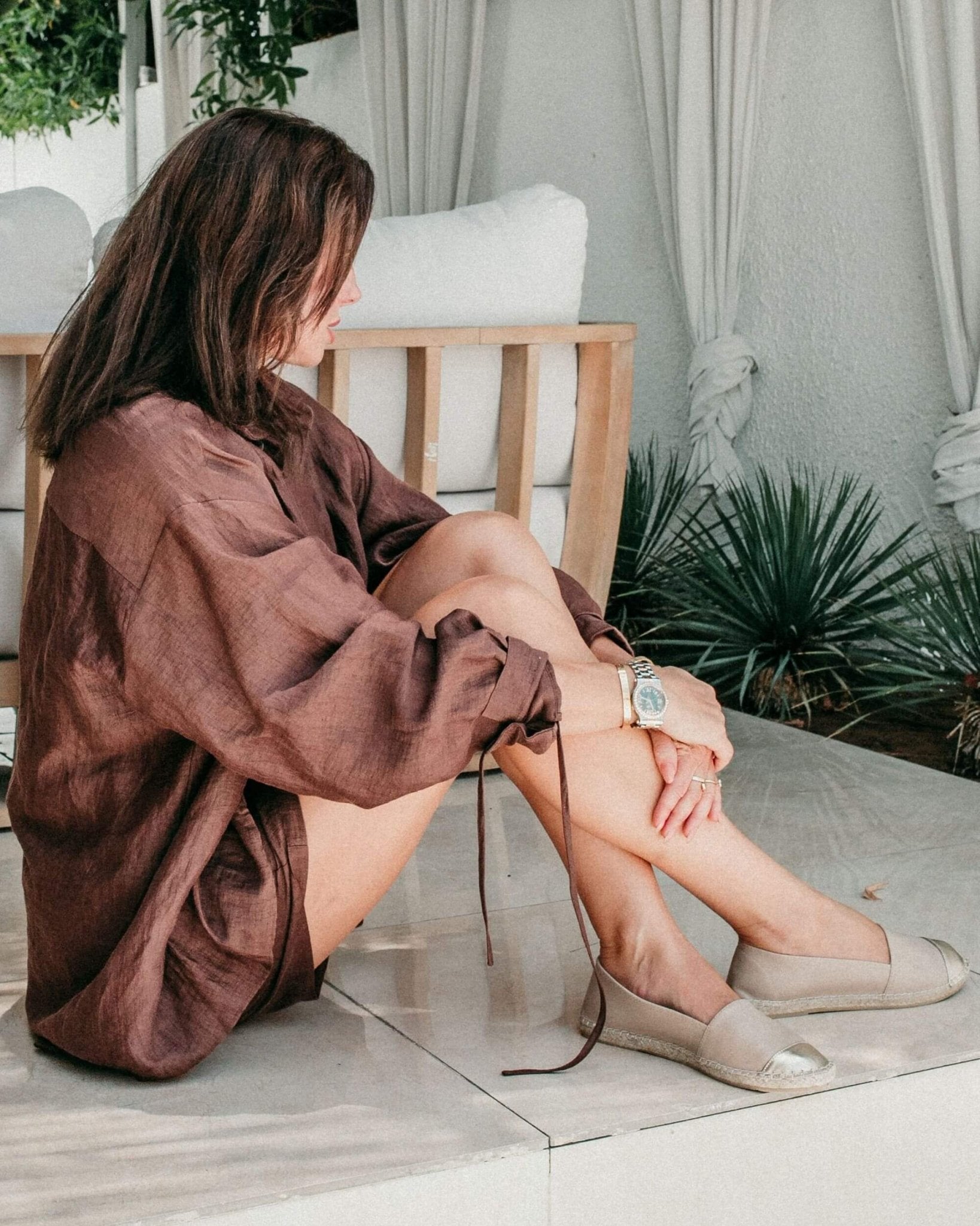 Premium leather espadrilles Sandy Champagne Dubai UAE delivery
