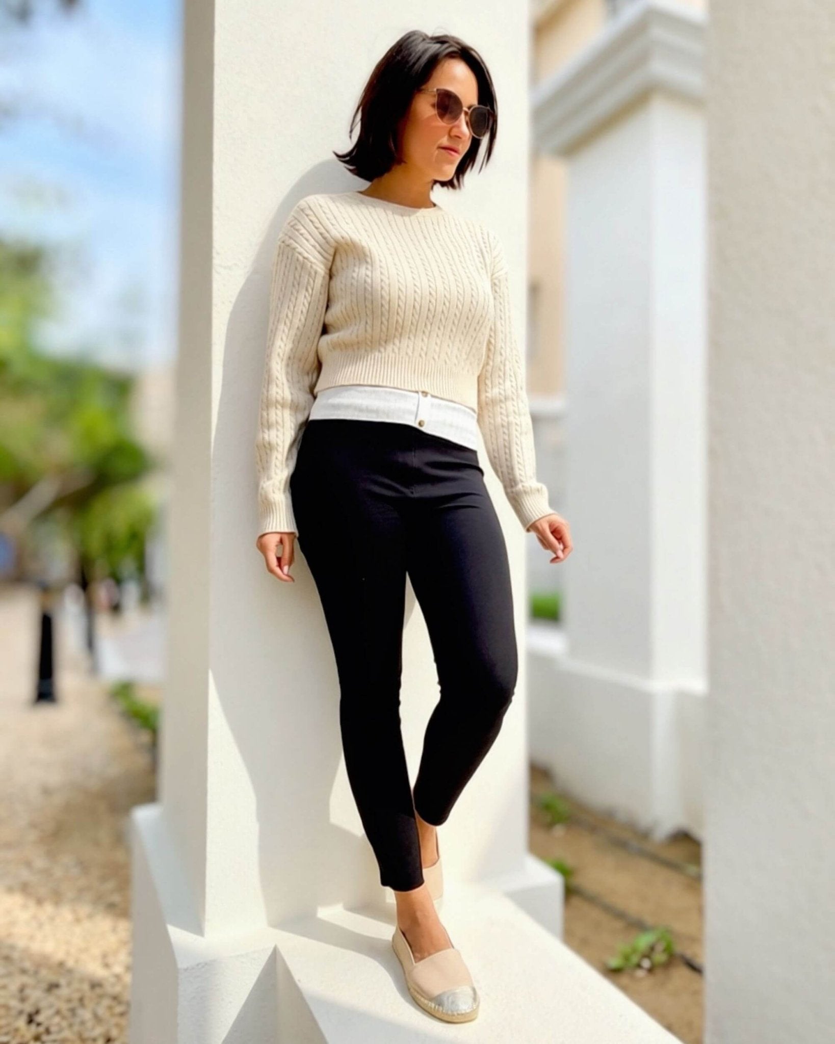 Flat espadrille slip-ons beige champagne front view