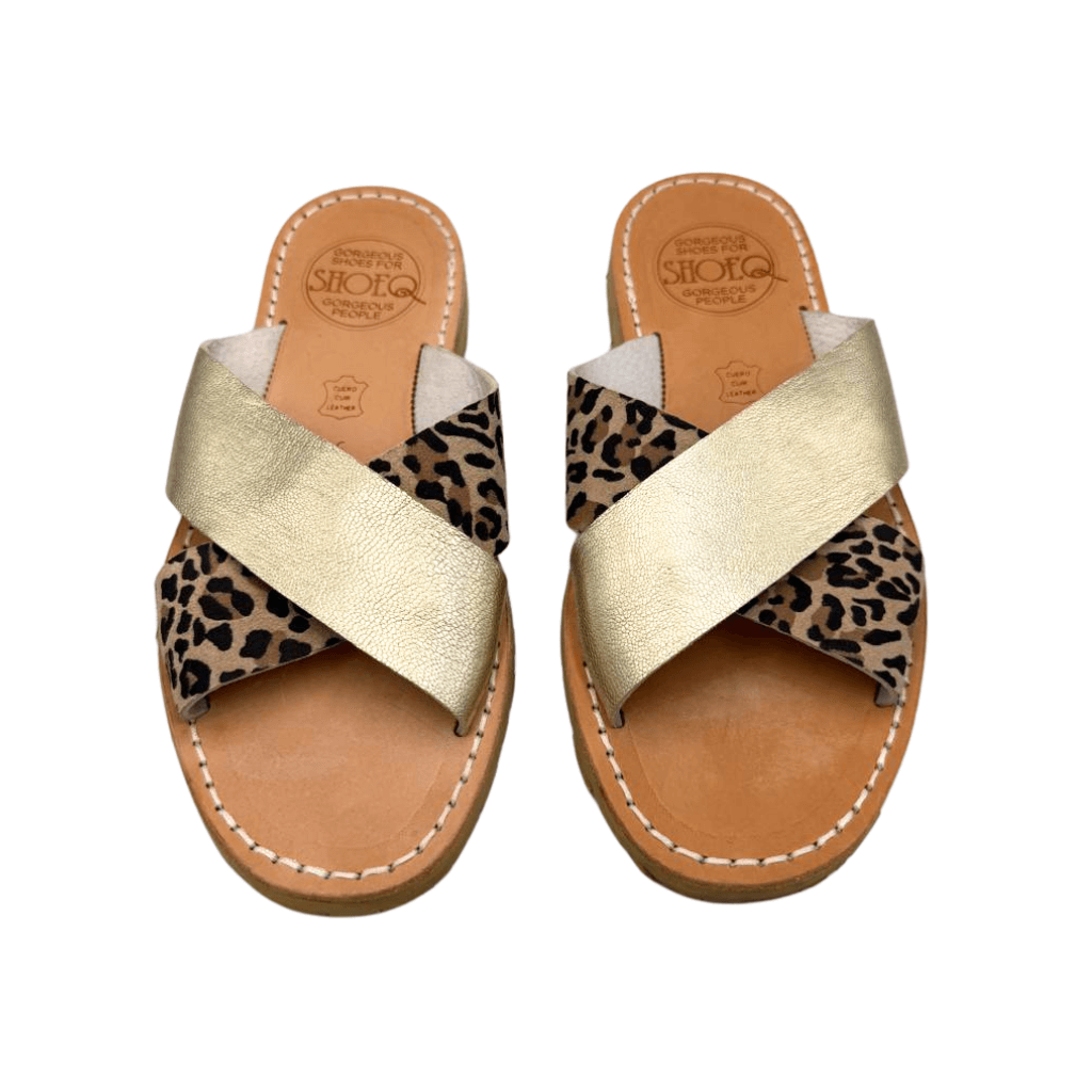 Crossover Slide in Champagne Leopard OUTLET - Size 36 - Shoeq