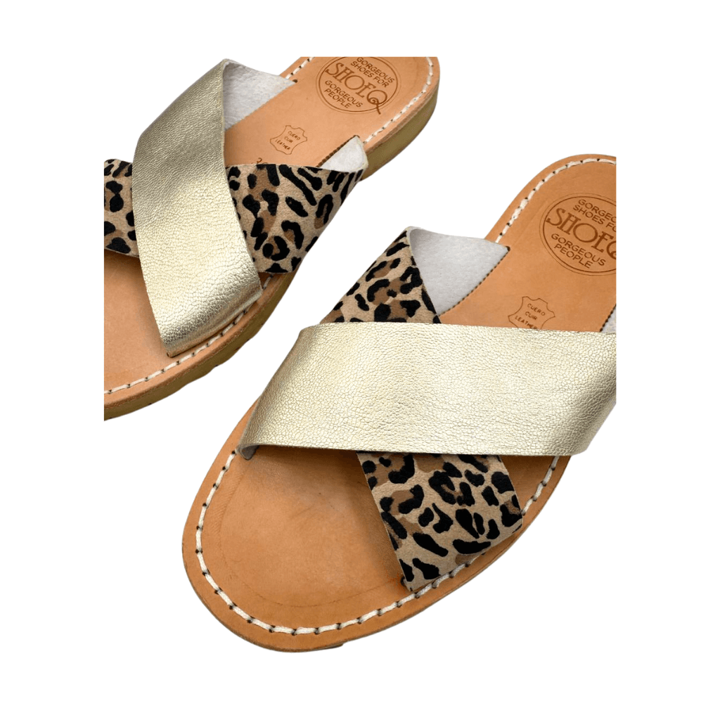 Crossover Slide in Champagne Leopard OUTLET - Size 36 - Shoeq