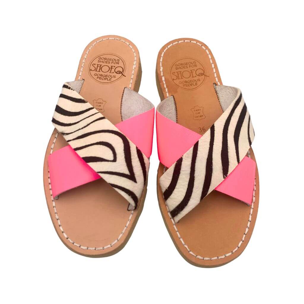 Crossover Slide in Zebra Neon - OUTLET - Size 36 - Shoeq