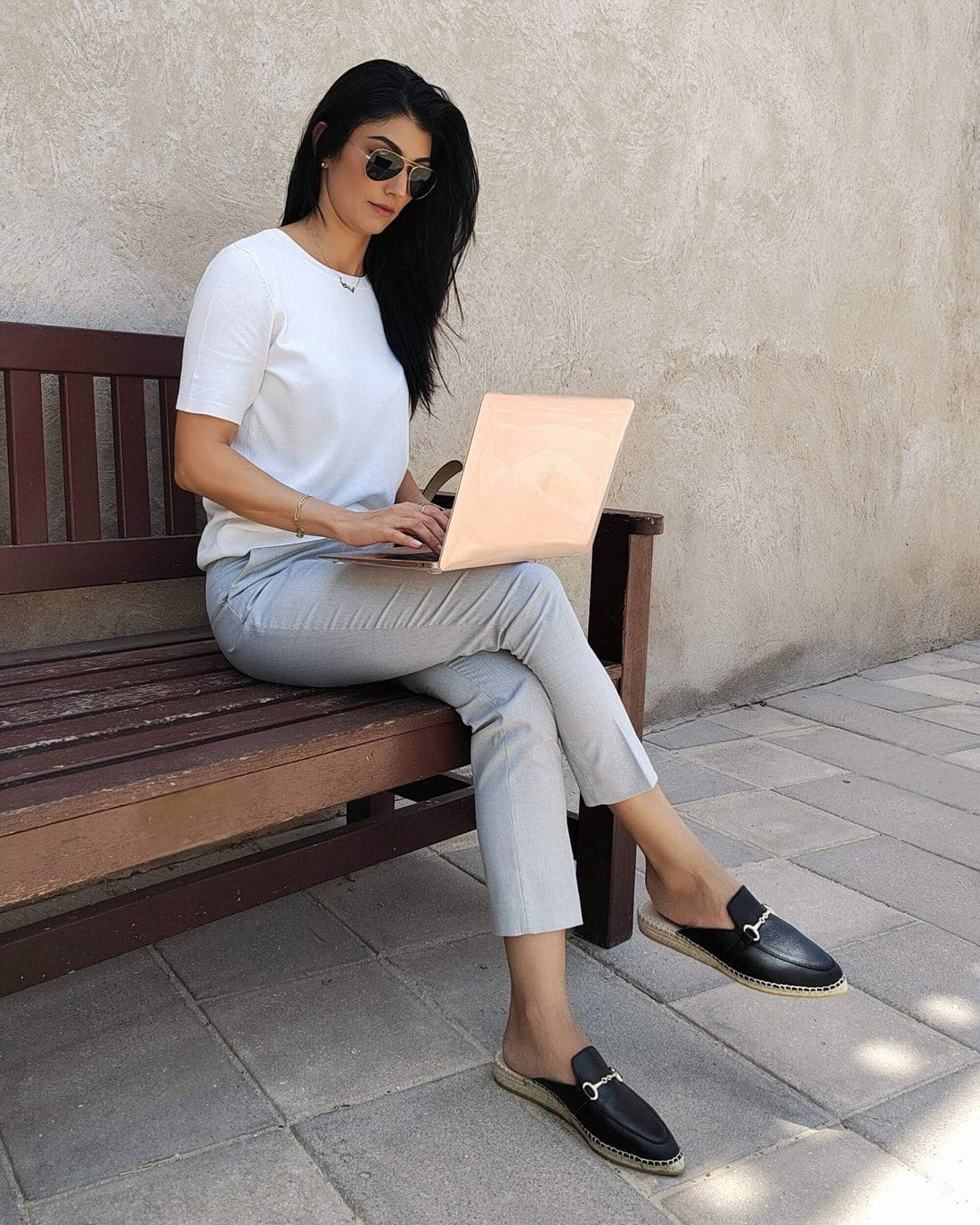 Black espadrille mule midnight leather handcrafted Spain