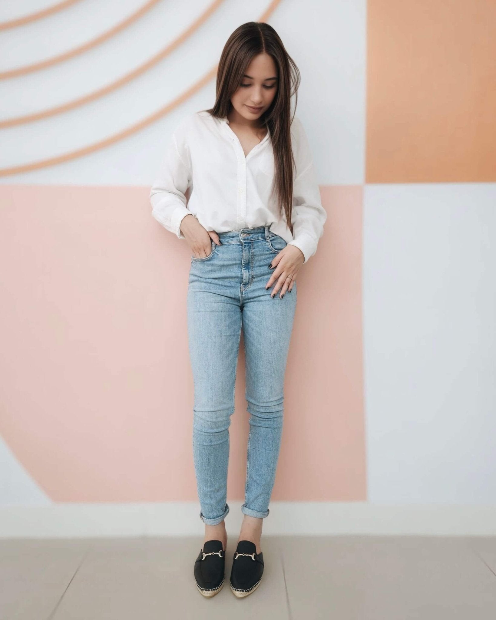 Midnight black mule espadrilles with gold chain detail
