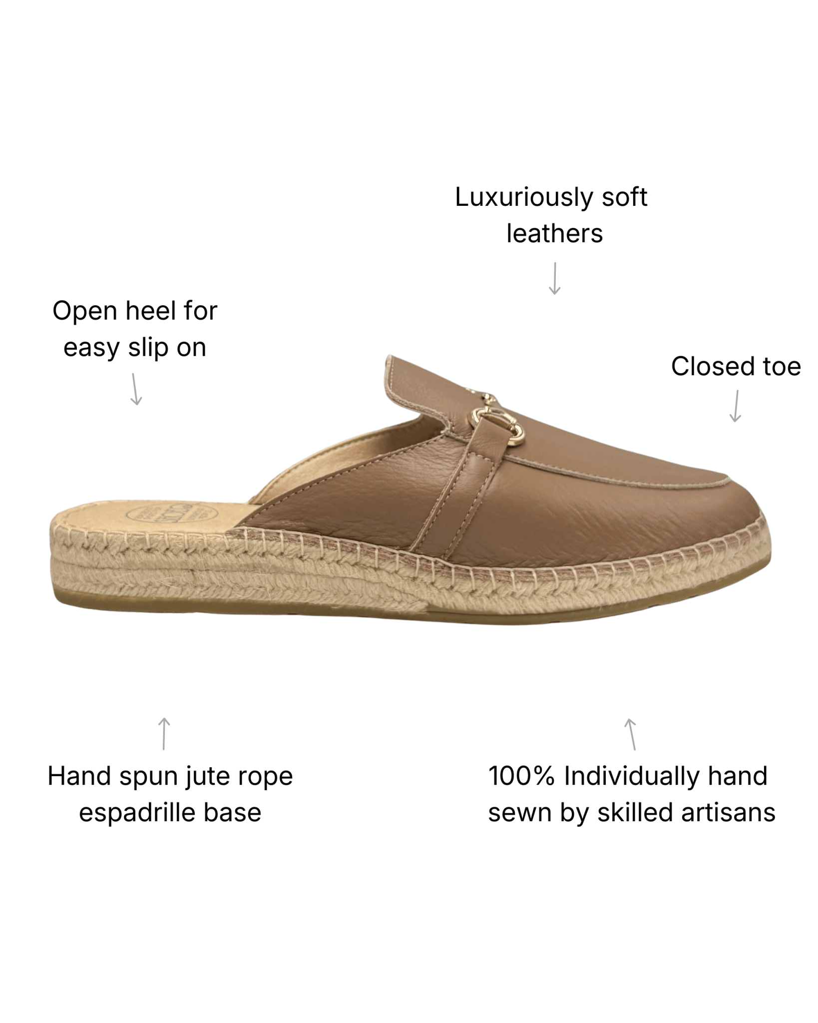 Brown leather mules handcrafted Spain versatile

