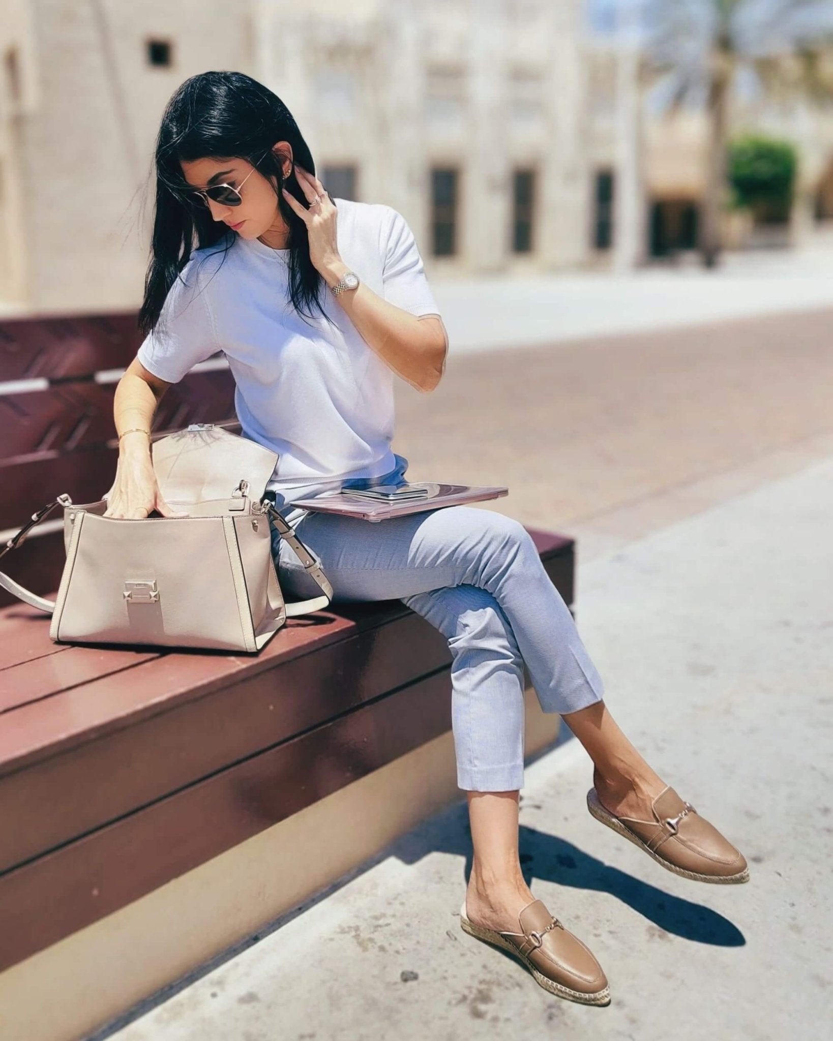 Mocha brown mule shoes with chain detail jute base

