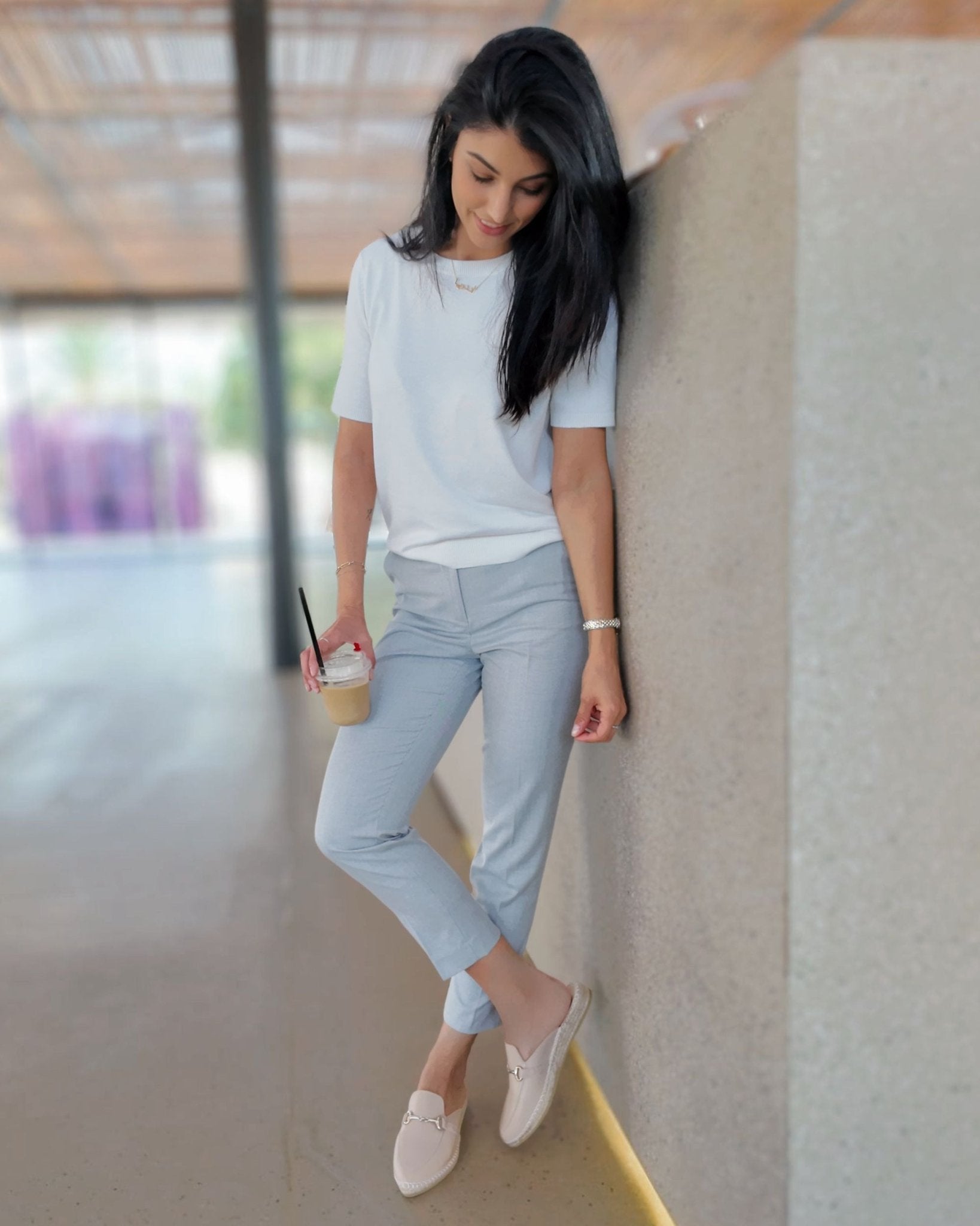 Sand neutral espadrille mules closed toe Dubai
