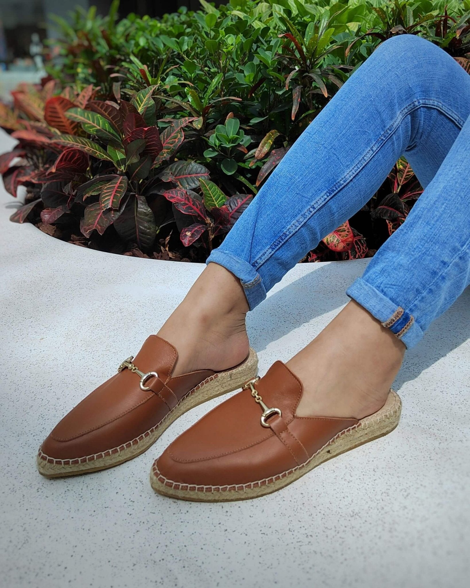 Luxury tan espadrille mules traditional Spanish craft
