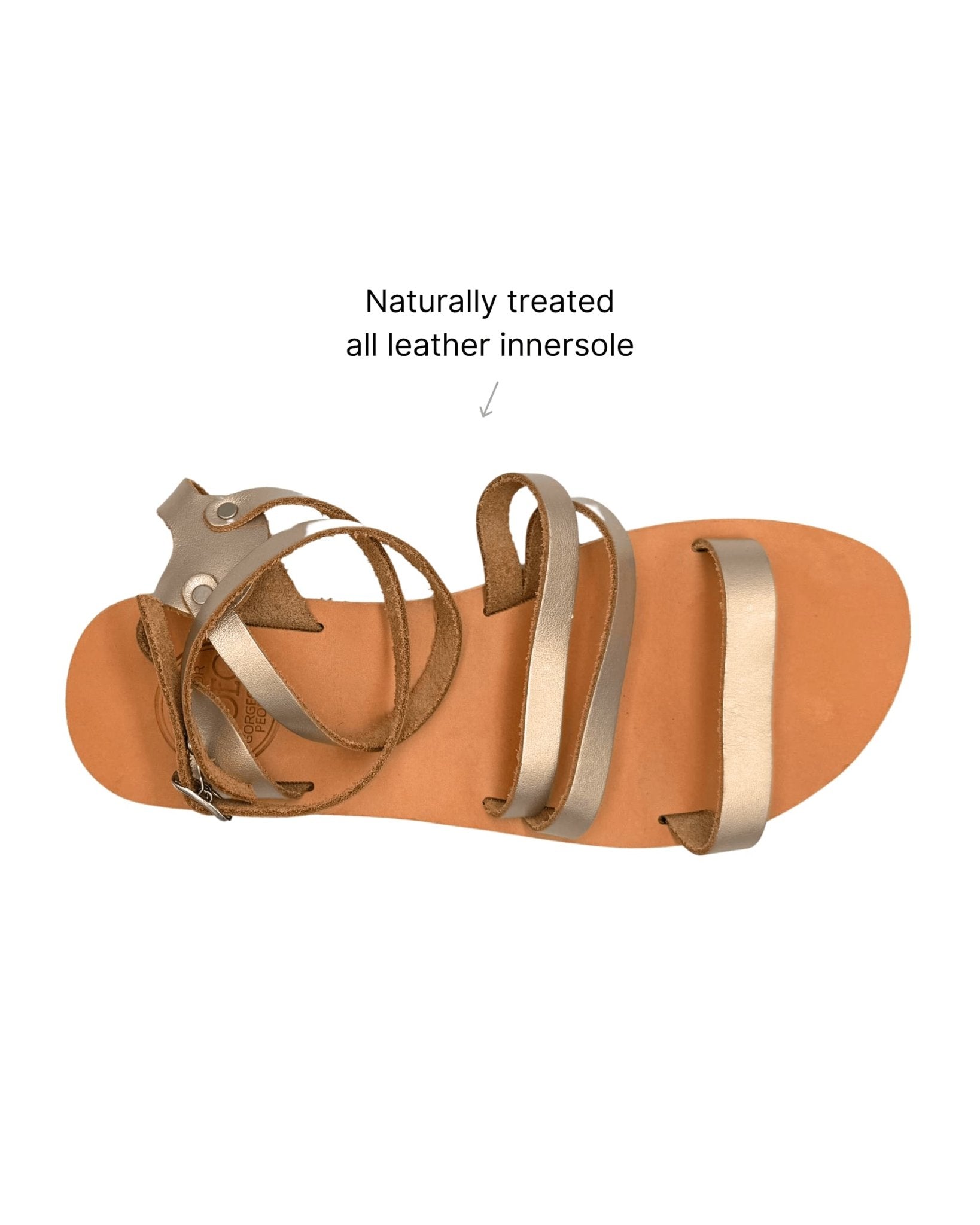 Bronze metallic Greek sandals flat sole Dubai same day delivery