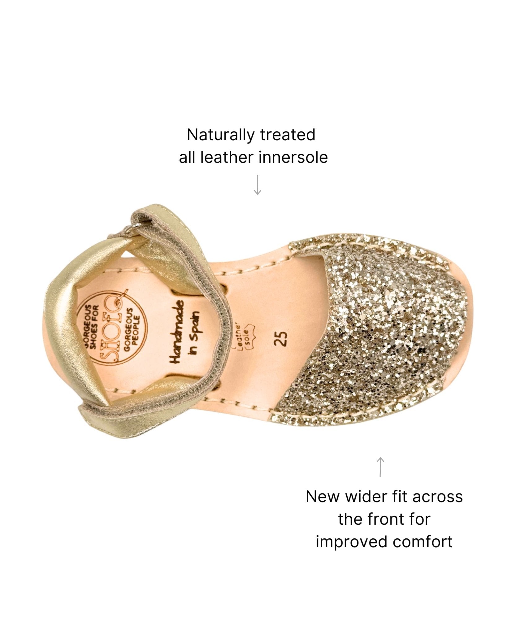 Girls Ankle Strap Avarca in Champagne Glitter (Gen 2) - Shoeq