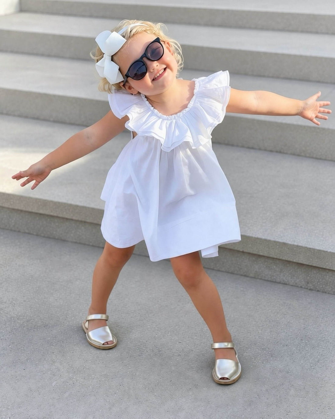 Champagne gold kids leather sandals with buttery-soft leather uppers, handmade in Menorca, Spain | Girls Ankle Strap Avarca by Shoeq