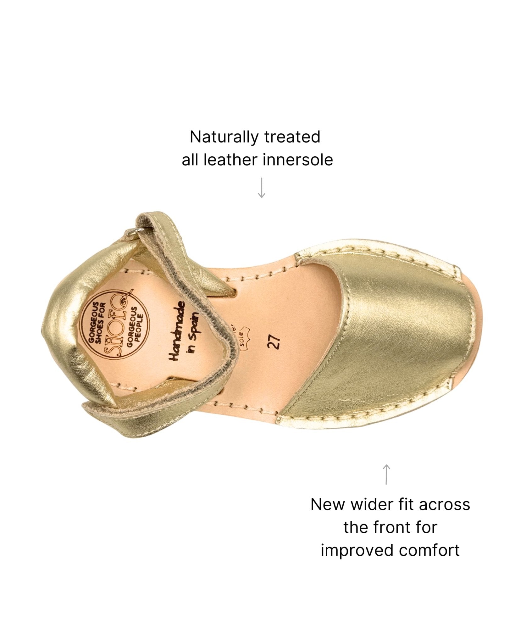 Girls Ankle Strap Avarca in Champagne Metallic (Gen 2) - Shoeq