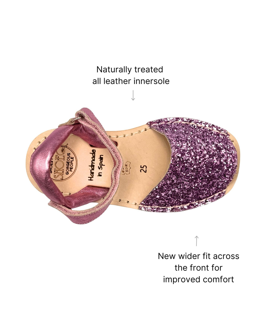 Girls Ankle Strap Avarca in Pink Glitter (Gen 2) - Shoeq