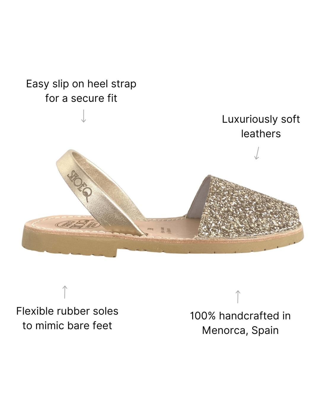 Girls Classic Avarca in Champagne Glitter - Shoeq