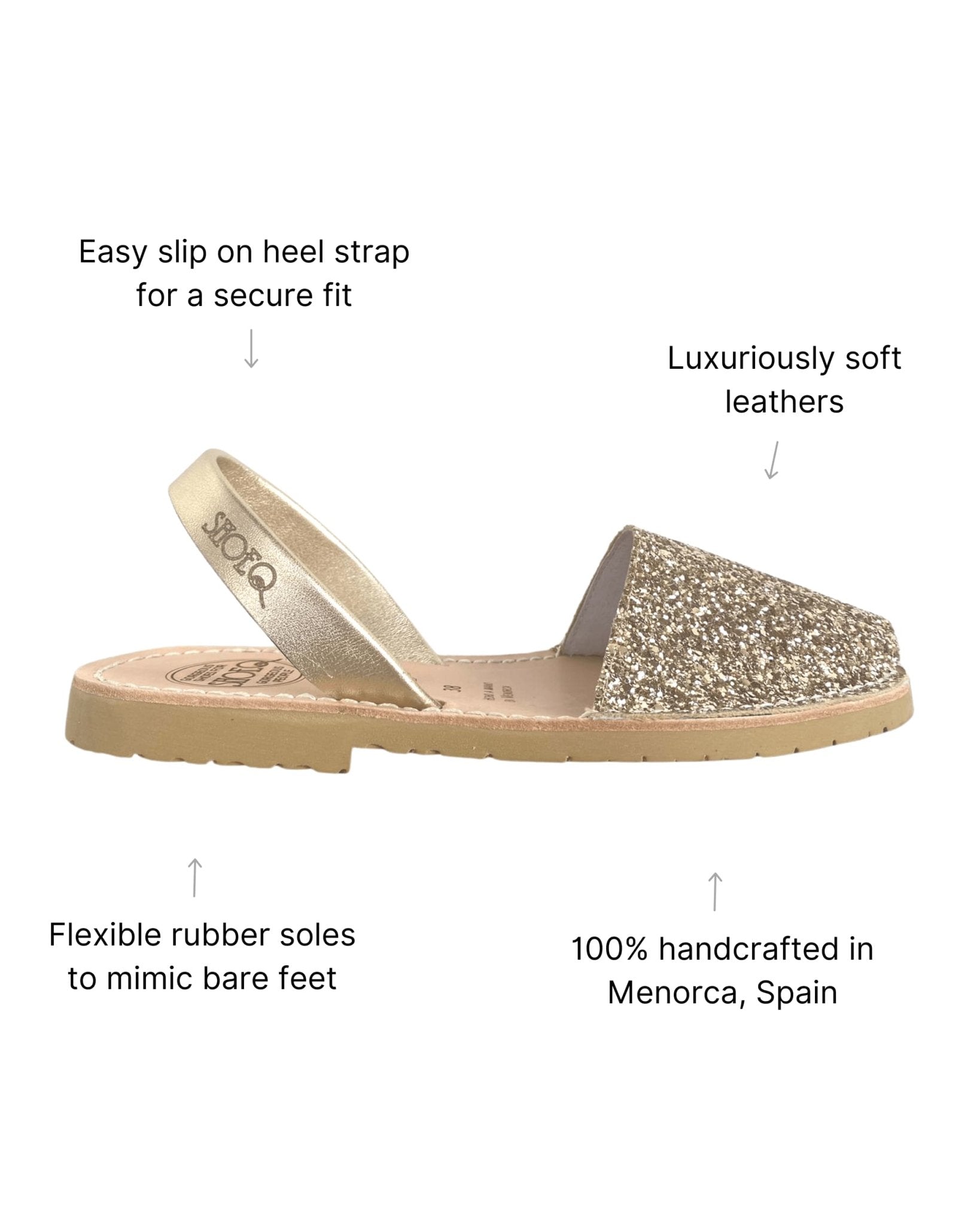 Girls Classic Avarca in Champagne Glitter - Shoeq