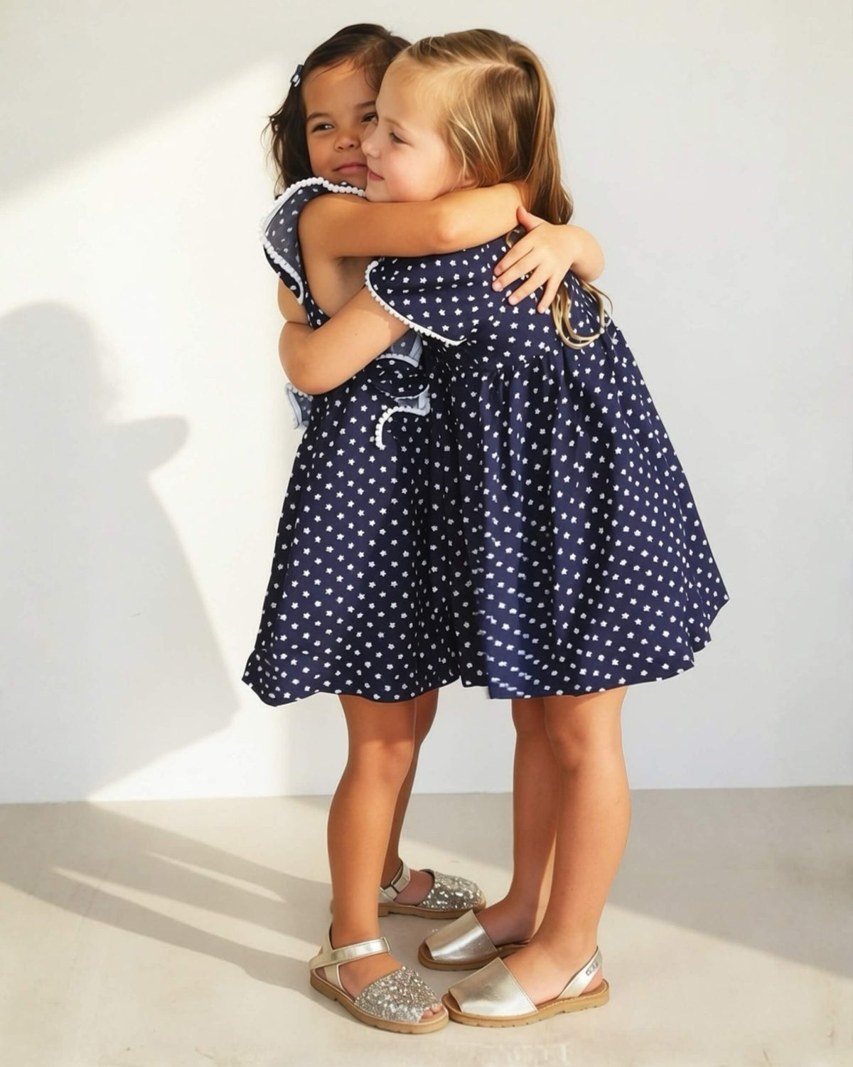 Gold glitter kids leather sandals side view showing buttery-soft leather uppers and a flexible rubber sole | Girls Classic Avarca by Shoeq