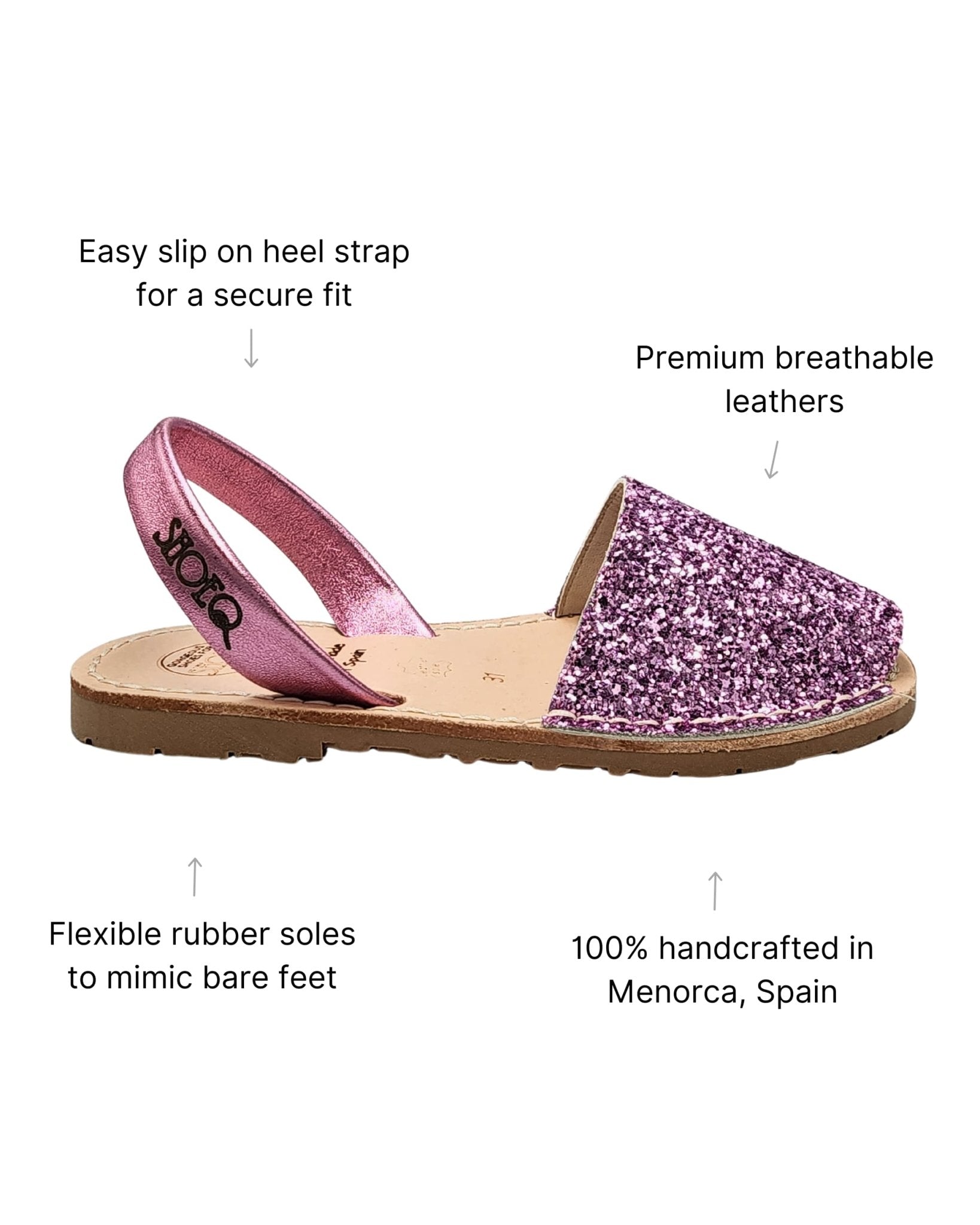 Girls Classic Avarca in Pink Glitter (Gen 2) - Shoeq