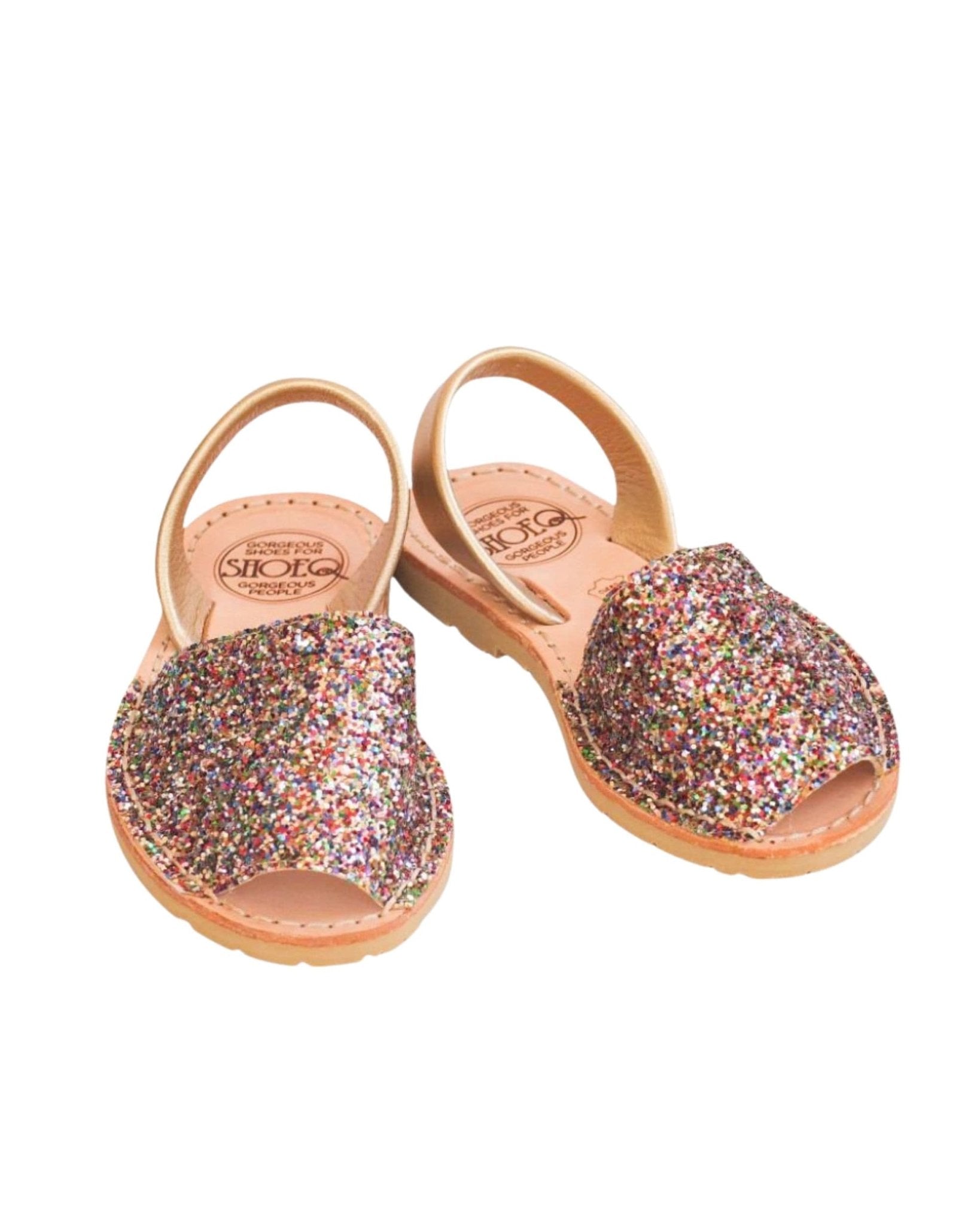 Girls Classic Avarca in Rainbow Gold Glitter - Shoeq