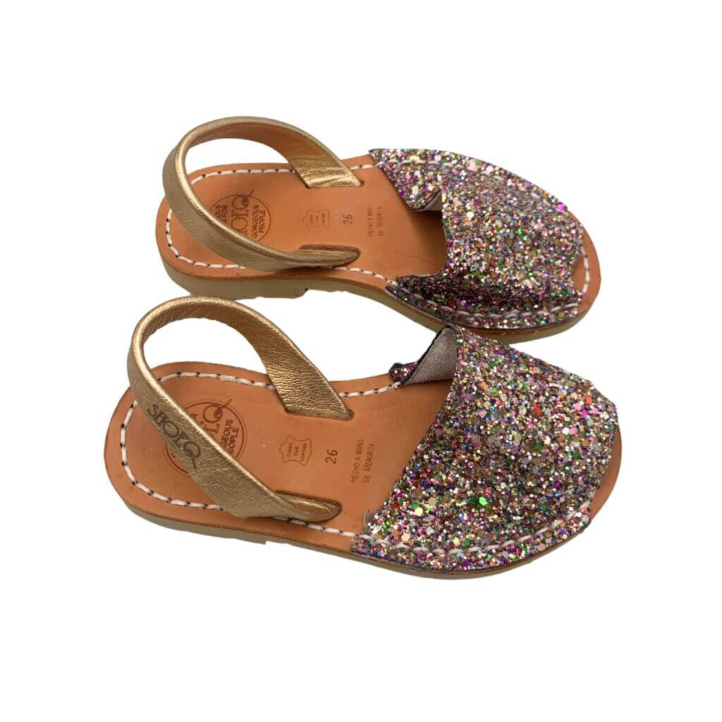 Girls Classic Avarca in Rainbow Gold Glitter - Outlet - Size 26 - Shoeq