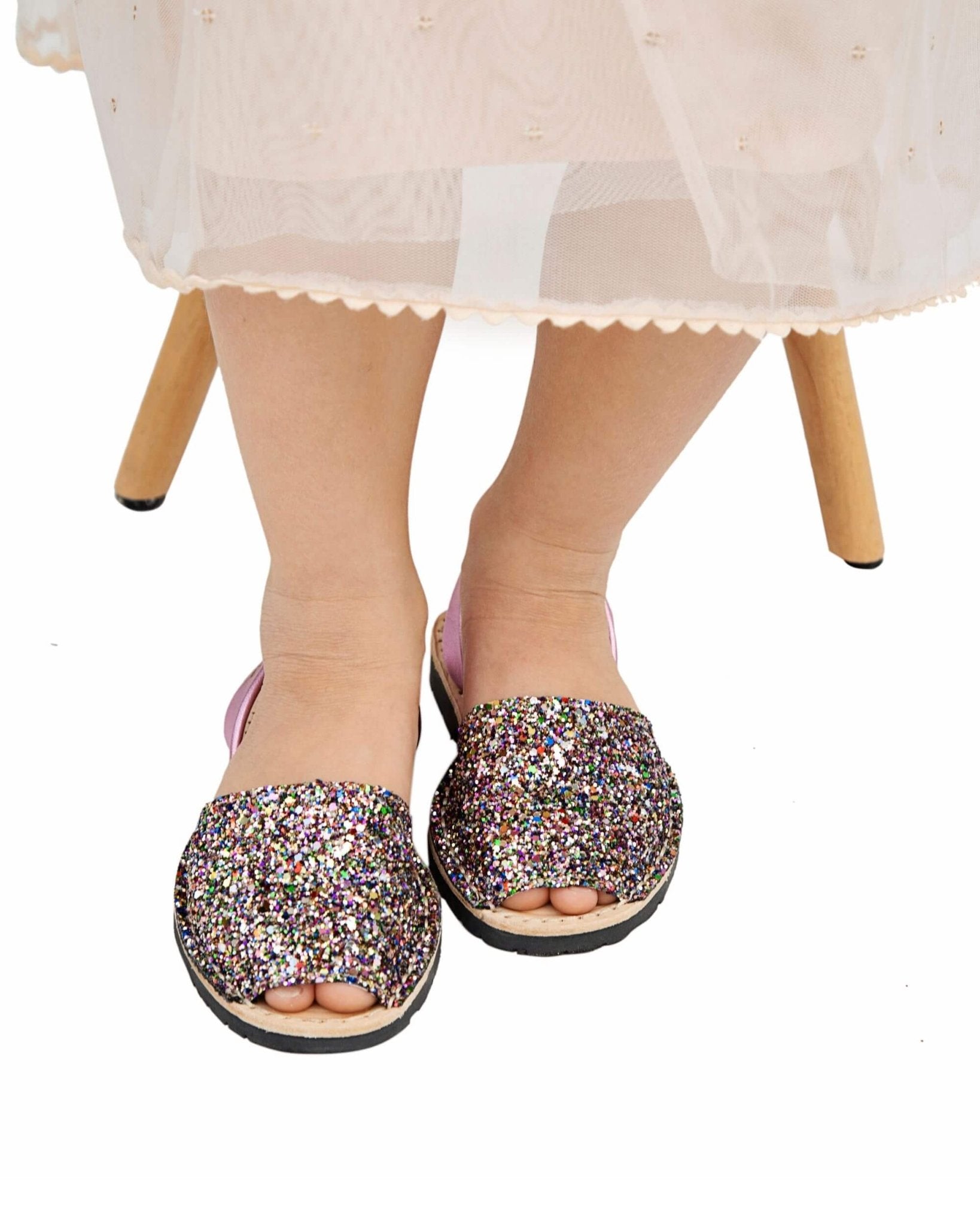 Girls Classic Avarca in Rainbow Pink Glitter - Shoeq