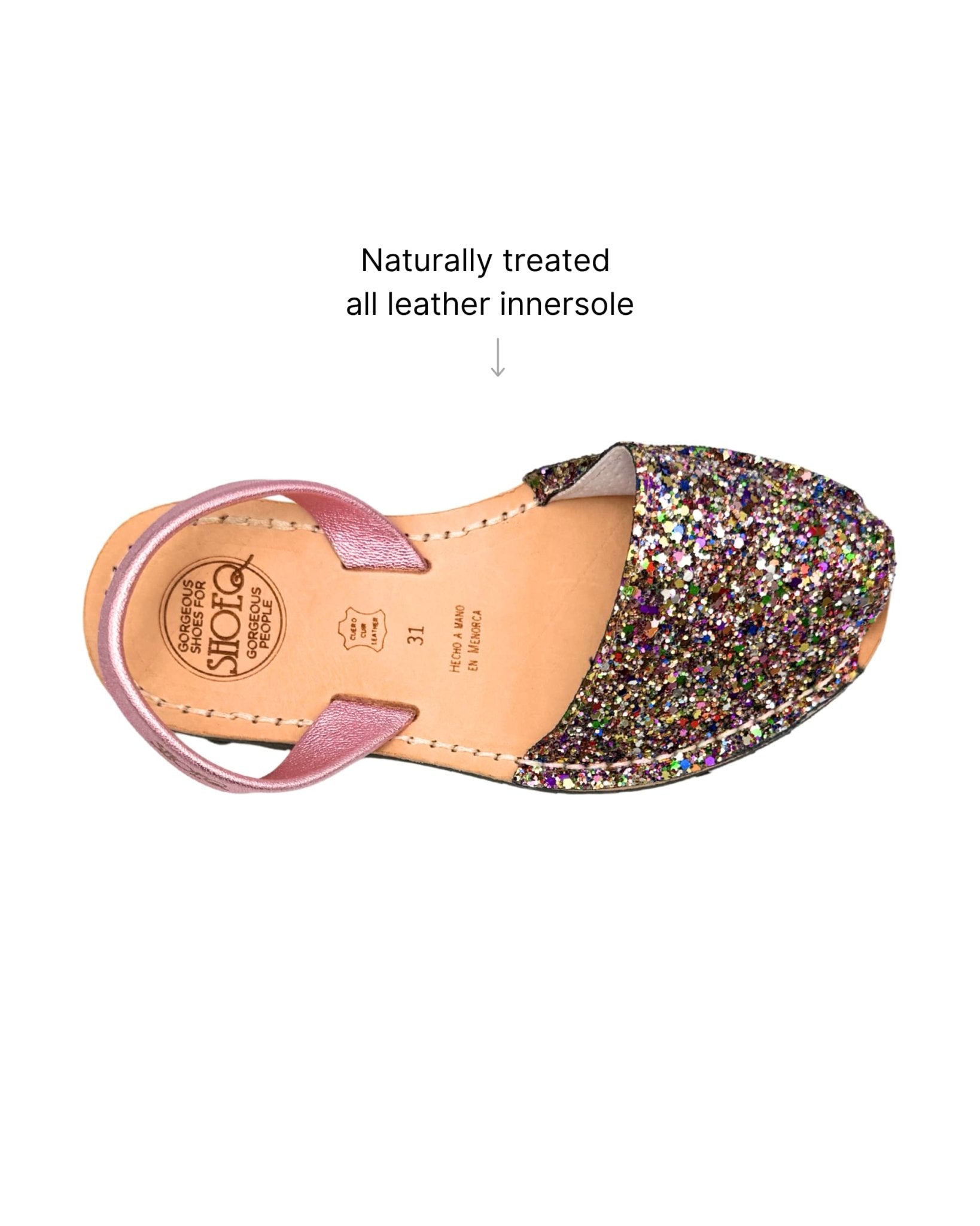 Girls Classic Avarca in Rainbow Pink Glitter - Shoeq