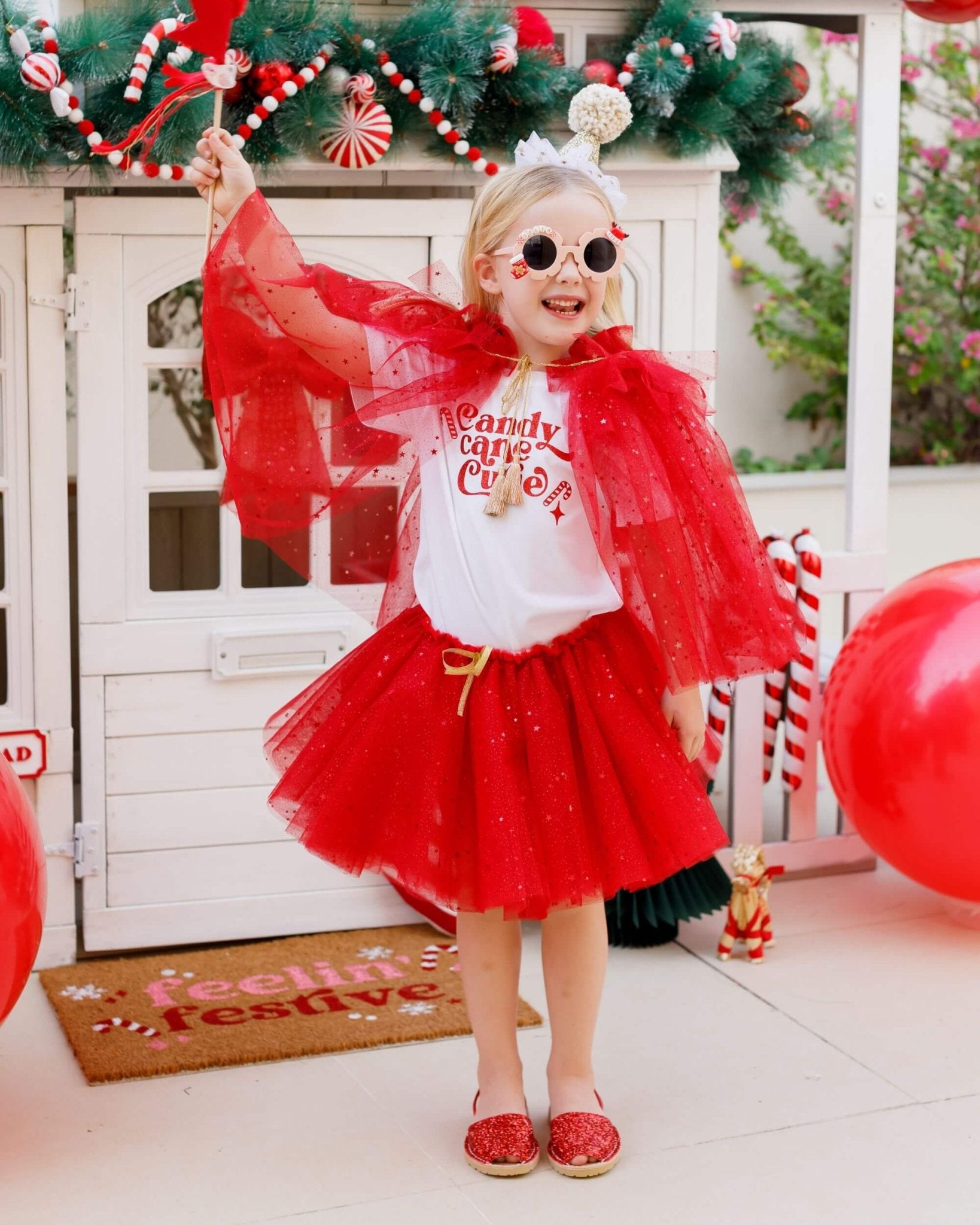 Girls Classic Avarca in Red Glitter - Shoeq