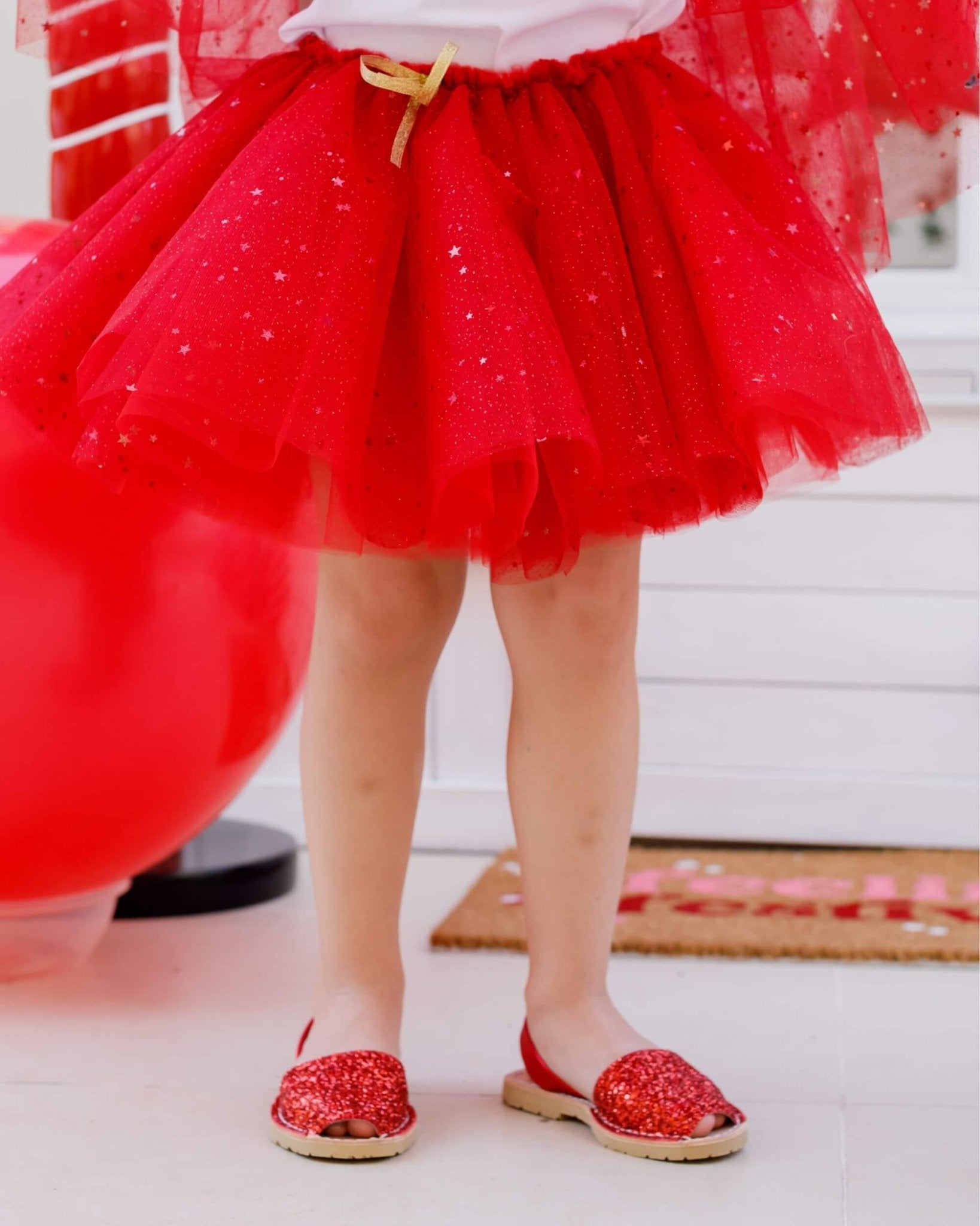 Girls Classic Avarca in Red Glitter - Shoeq