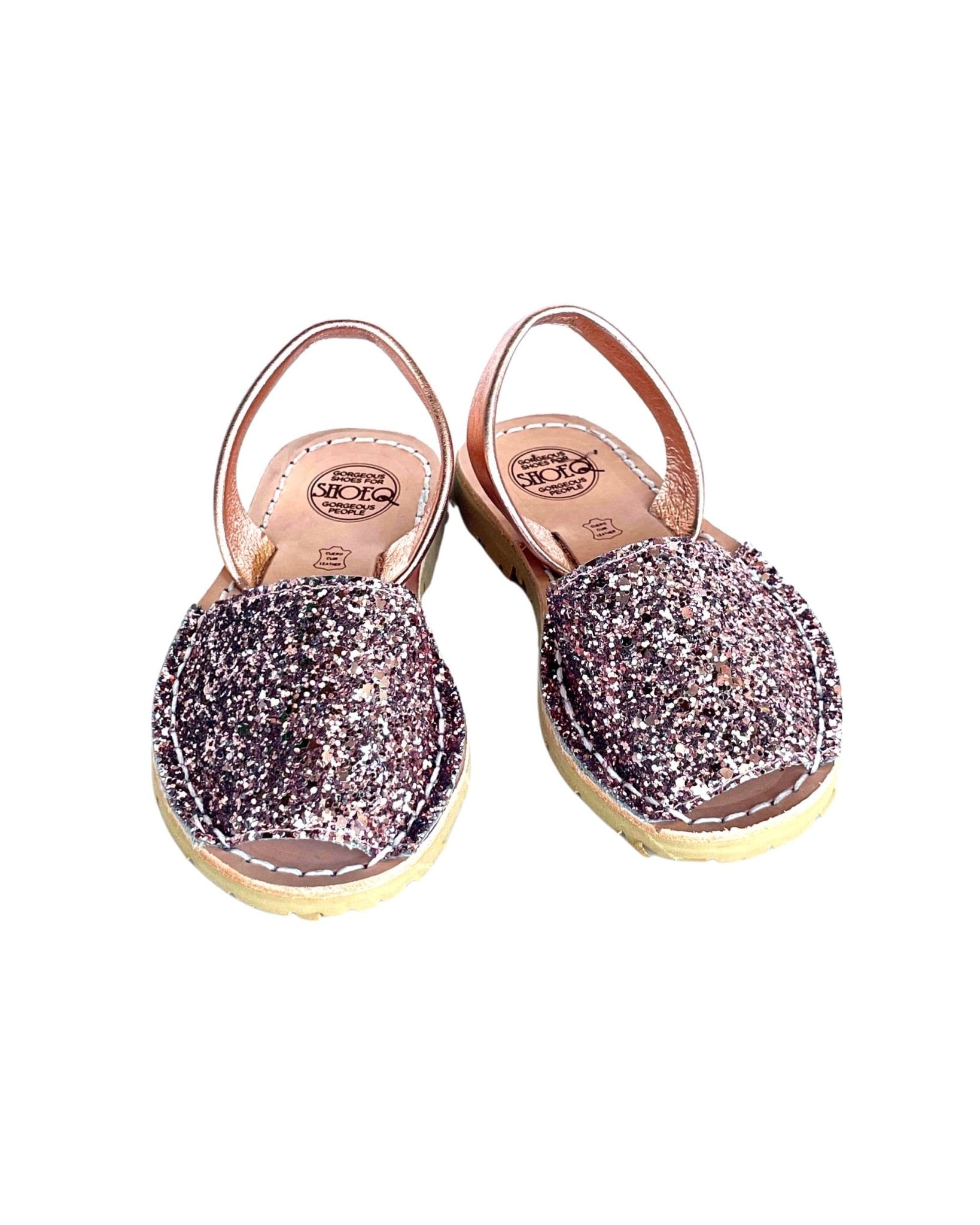 Girls Classic Avarca in Rose Gold Glitter - Shoeq