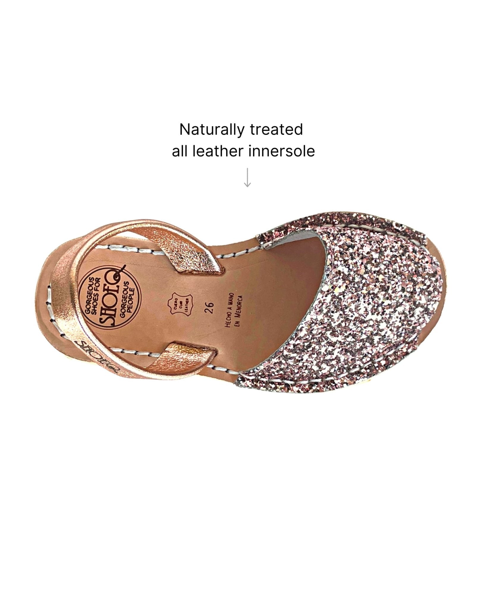 Girls Classic Avarca in Rose Gold Glitter - Shoeq