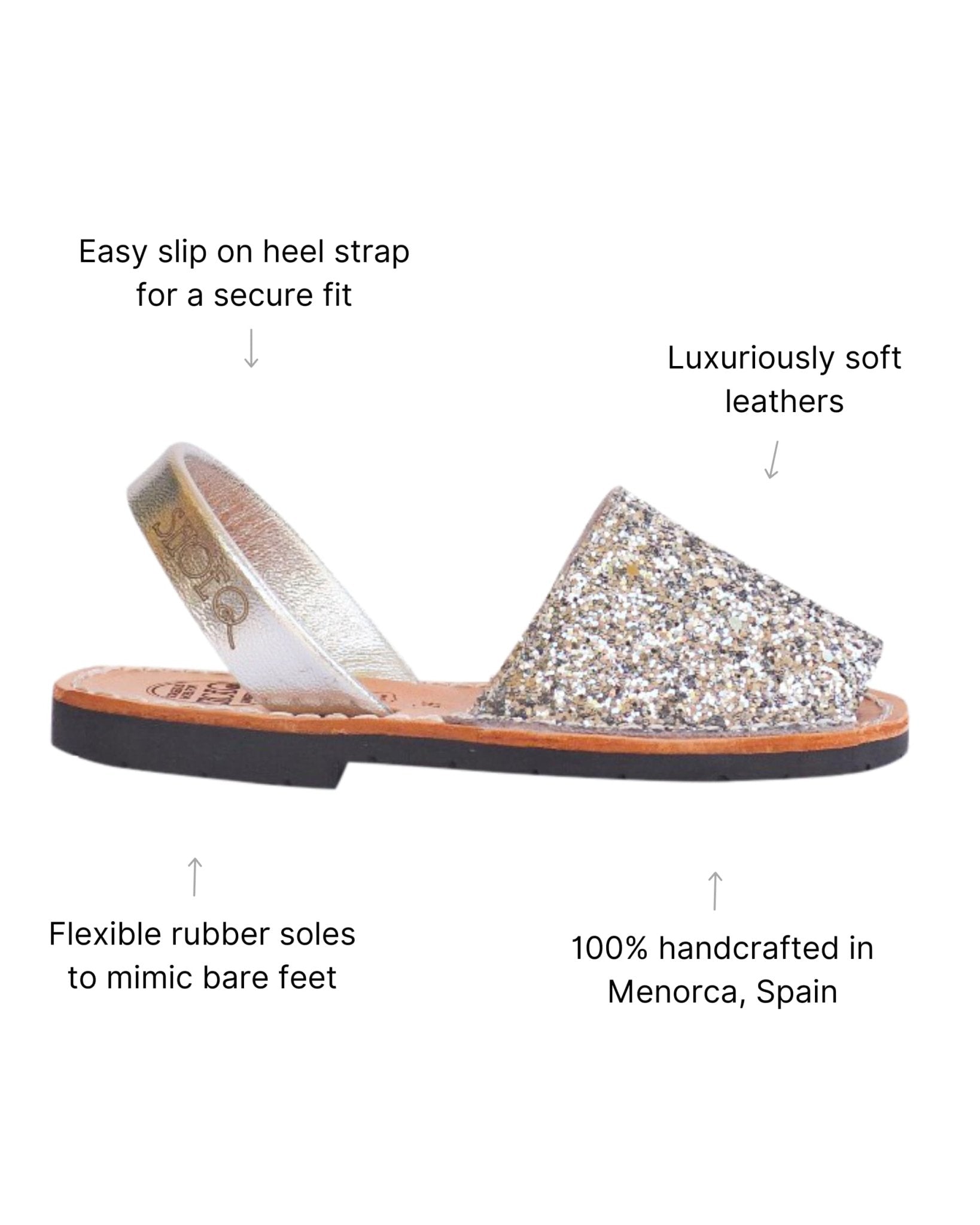 Girls Classic Avarca in Silver Glitter - Shoeq