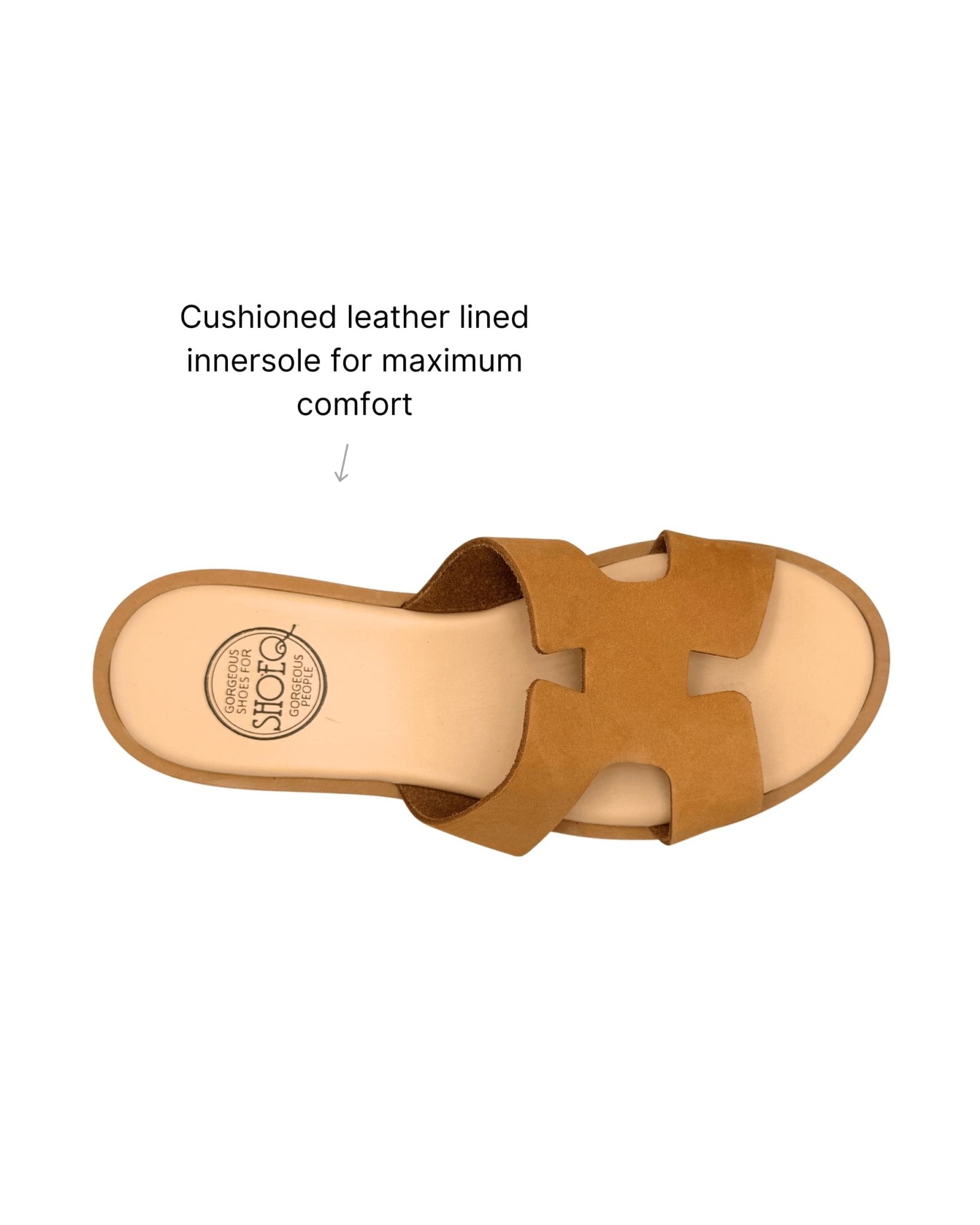 Handcrafted toffee slides Greece premium suede cushioned innersole