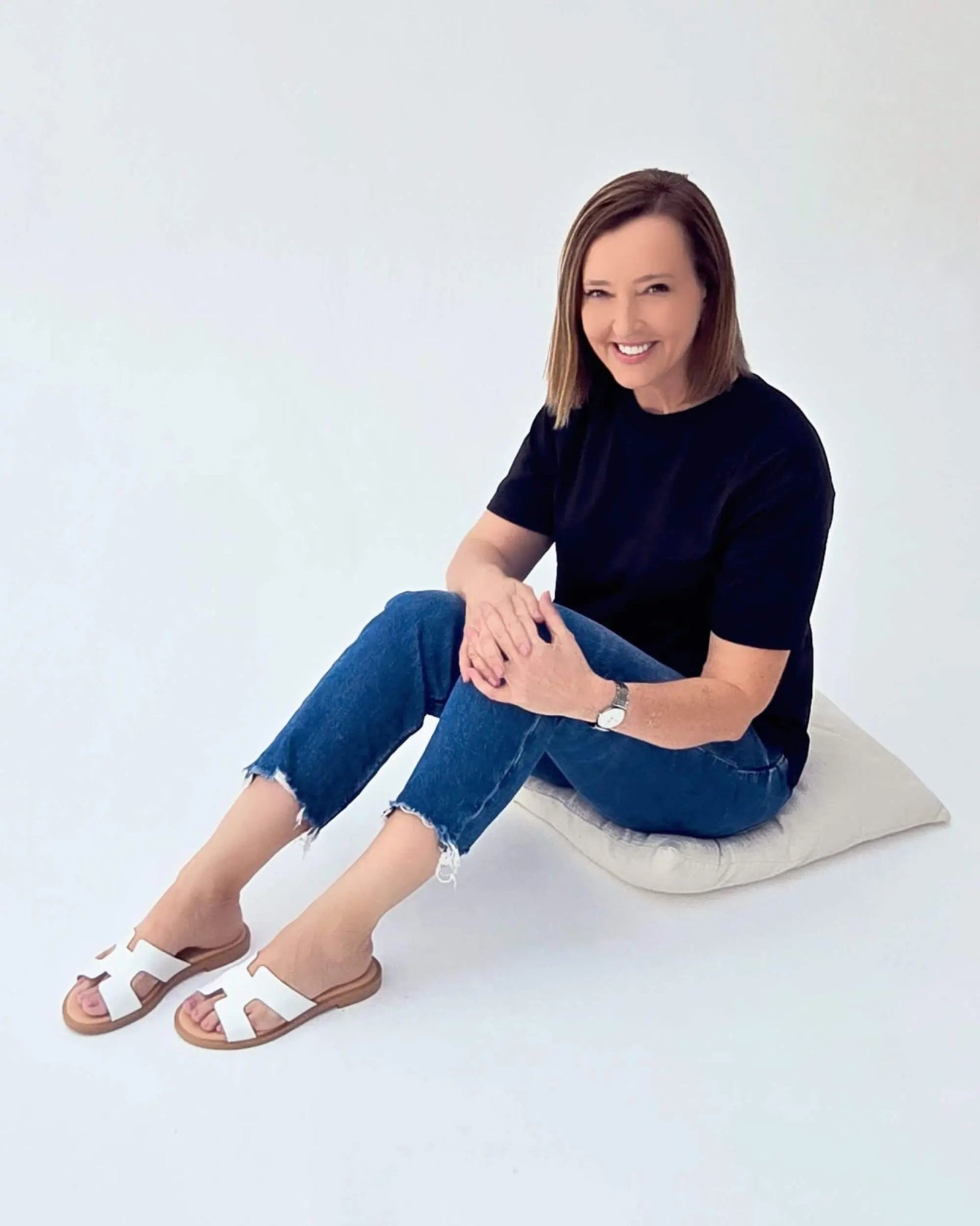 Greek white leather slides cushioned Dubai same day delivery