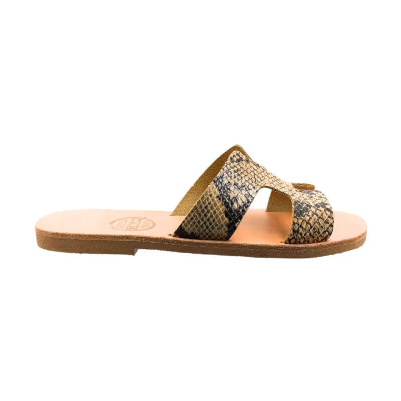 Hania Slide in Bronze Snakeskin Handmade Women Sandal Shoeq